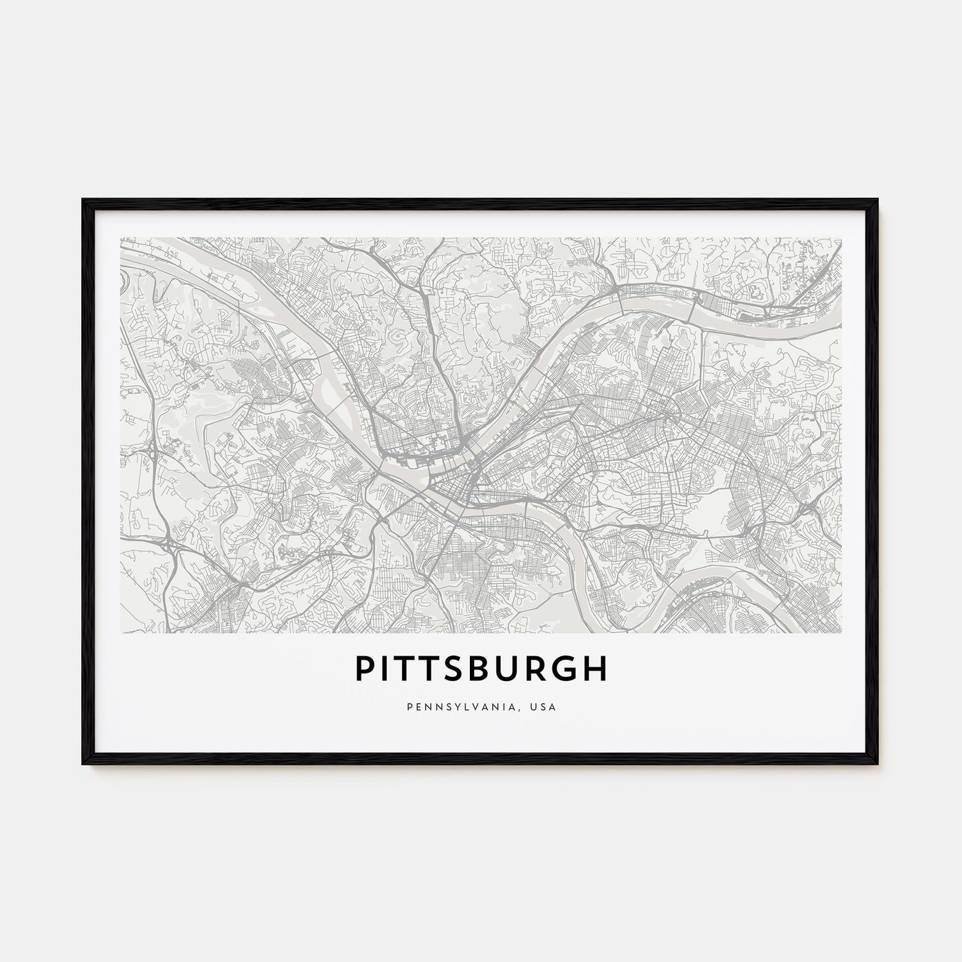 Pittsburgh Map Landscape Poster