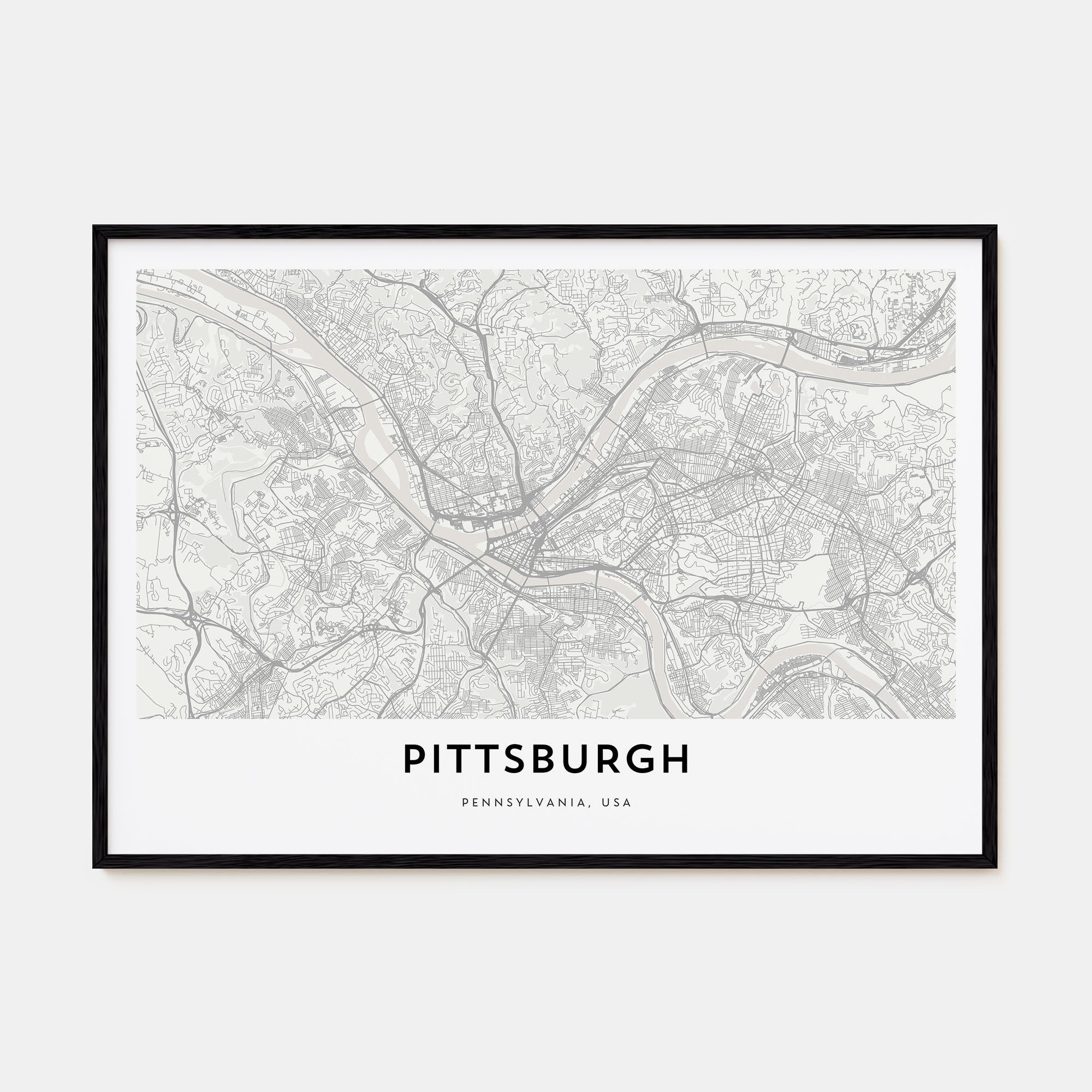 Pittsburgh Map Landscape Poster