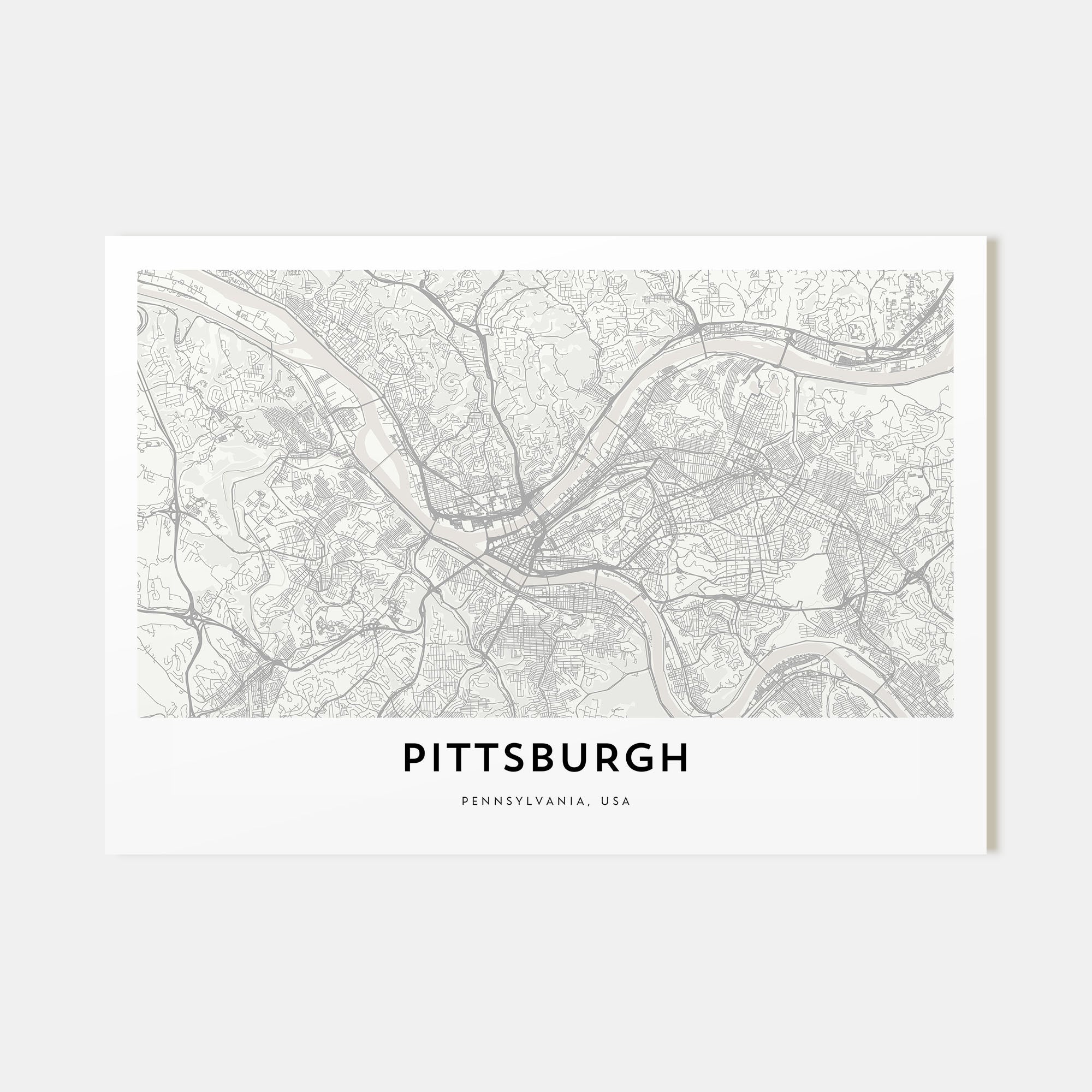 Pittsburgh Map Landscape Poster