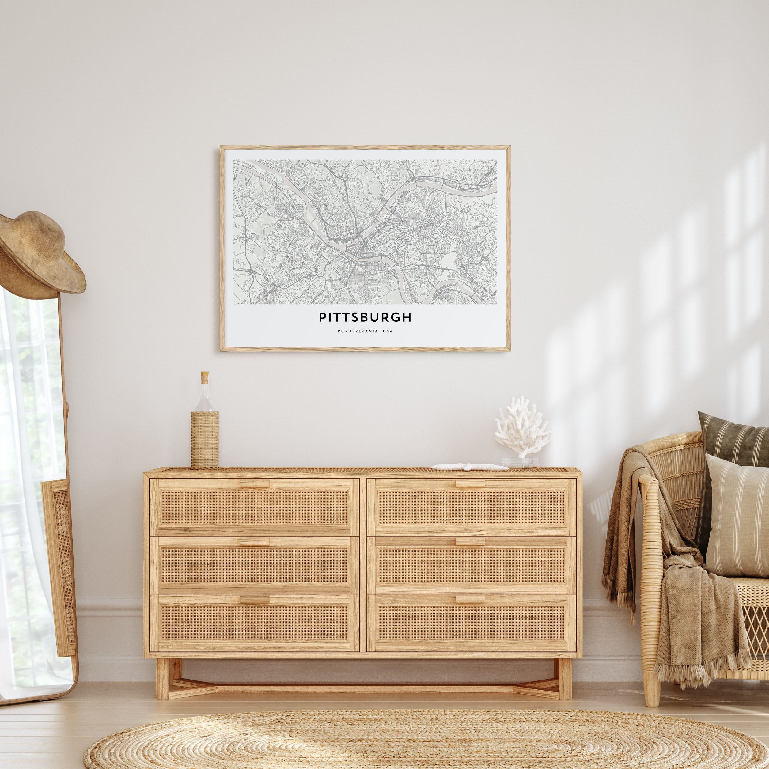 Pittsburgh Map Landscape Poster