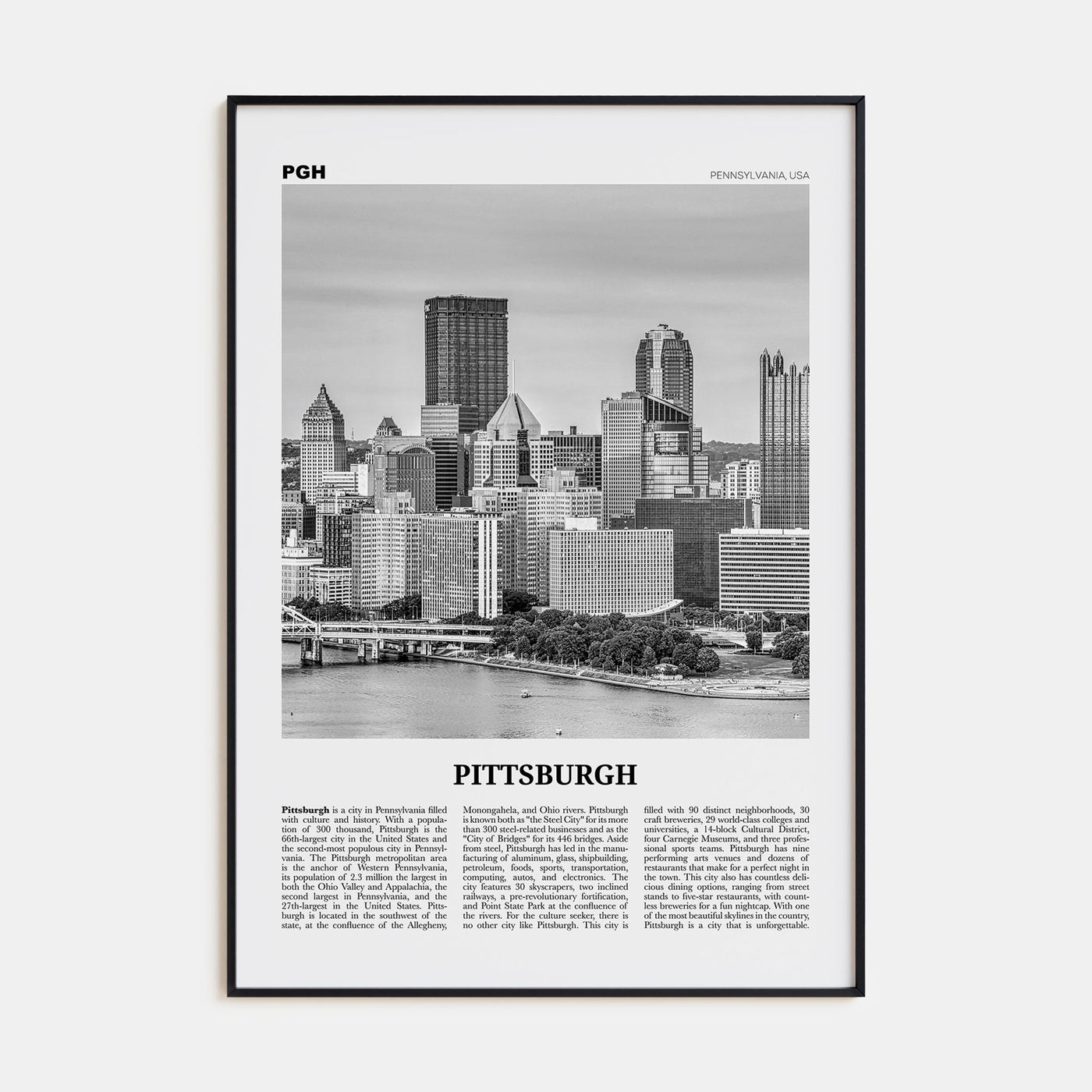 Pittsburgh Travel B&W No 2 Poster