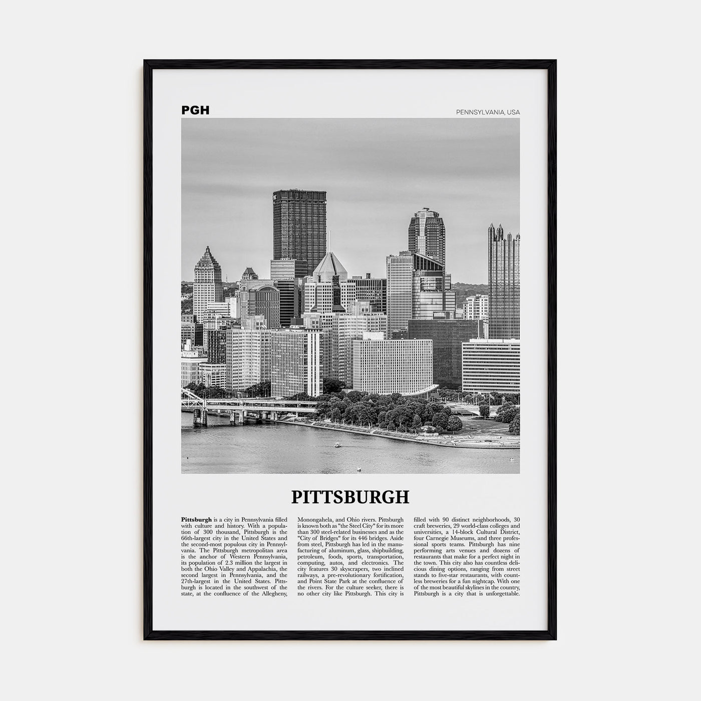 Pittsburgh Travel B&W No 2 Poster