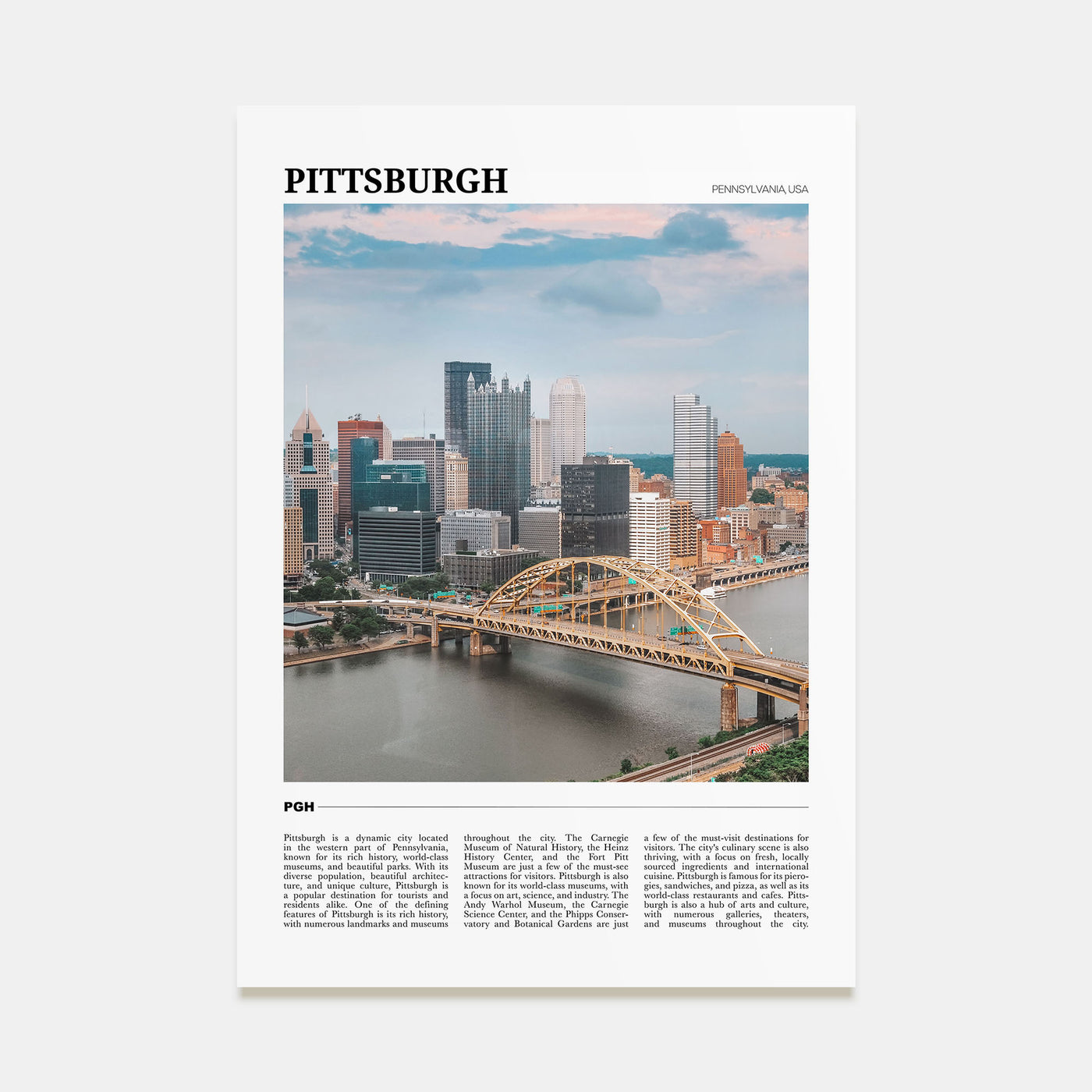 Pittsburgh Travel Color Poster