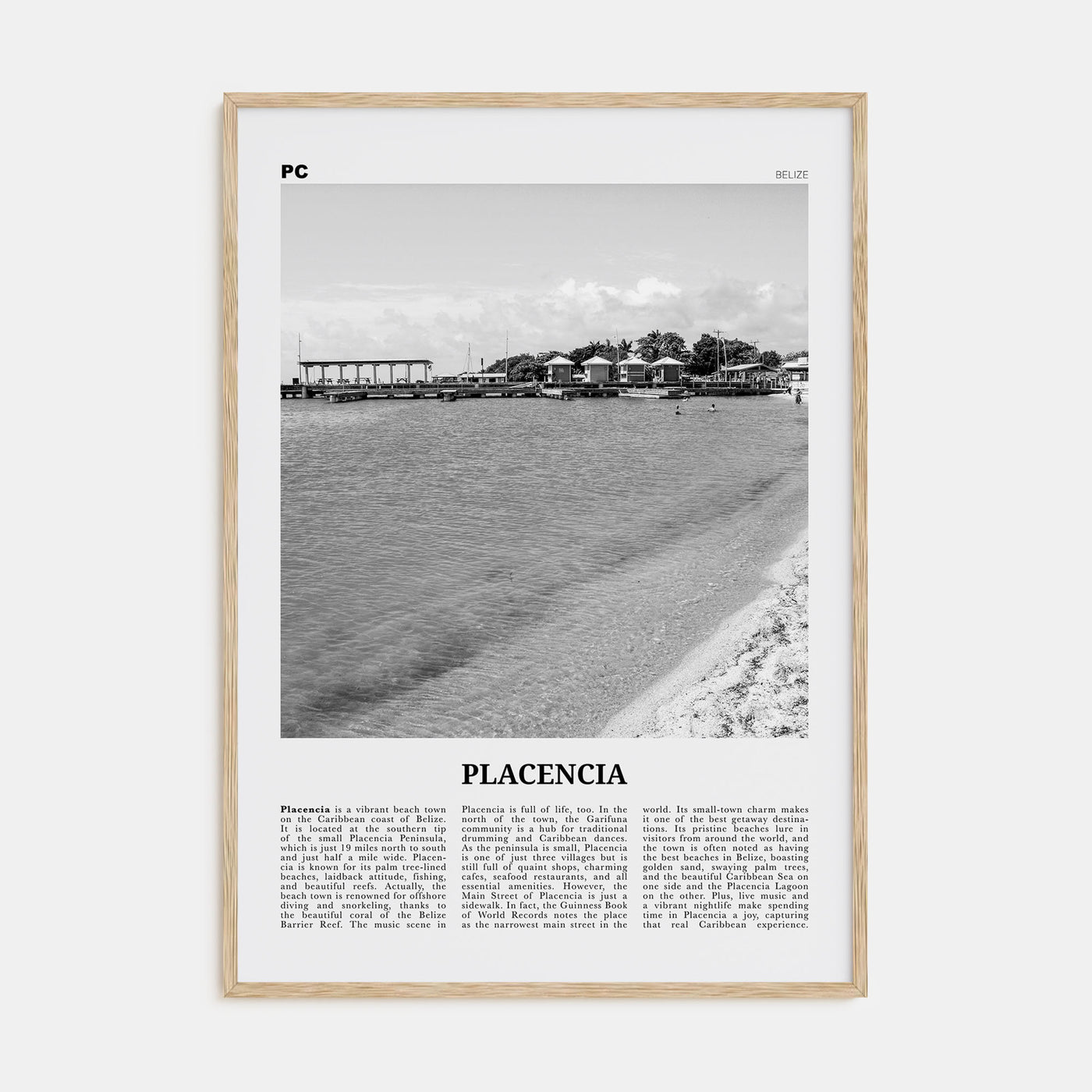 Placencia Travel B&W Poster