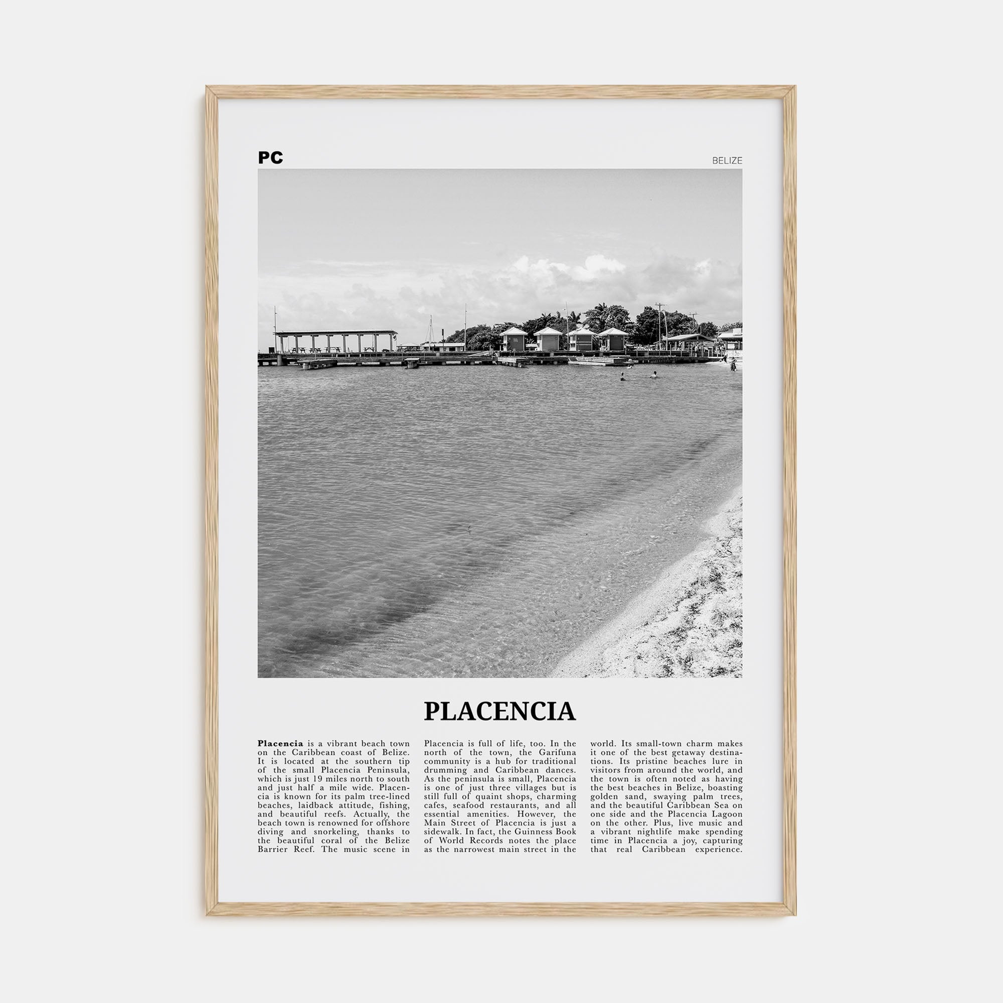 Placencia Travel B&W Poster