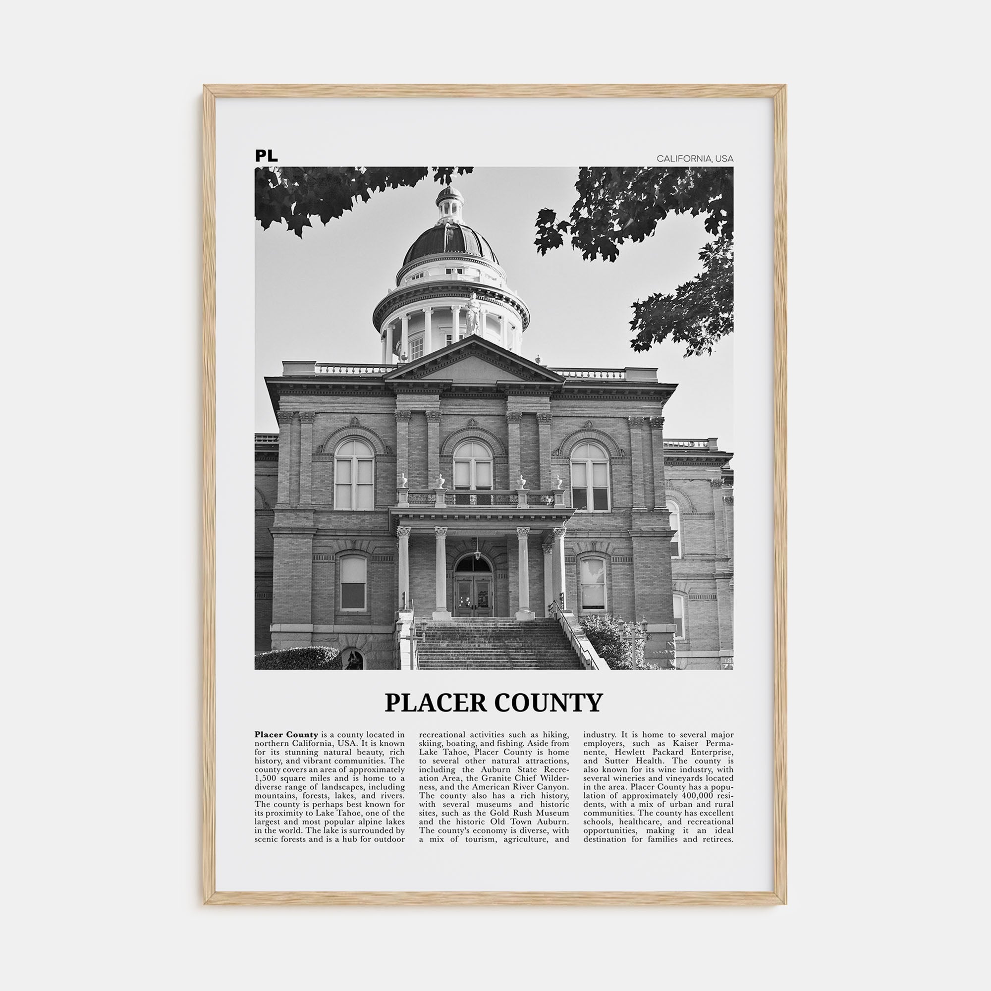 Placer County Travel B&W Poster