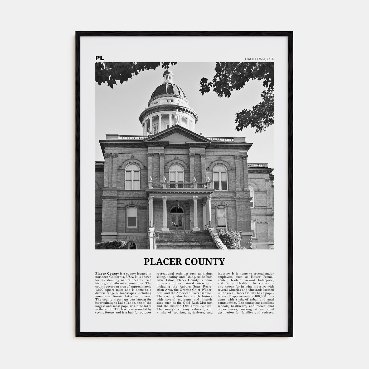 Placer County Travel B&W Poster