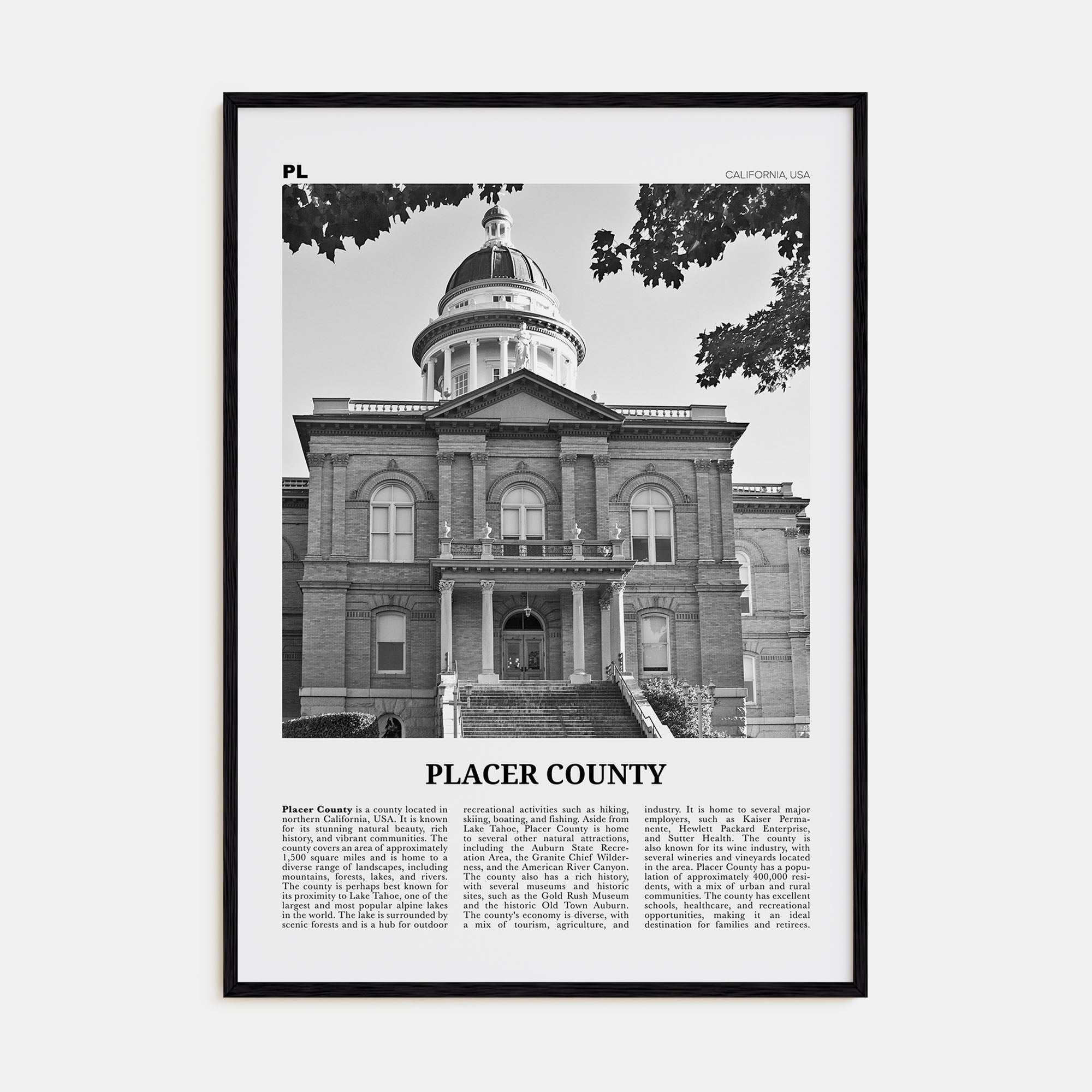 Placer County Travel B&W Poster