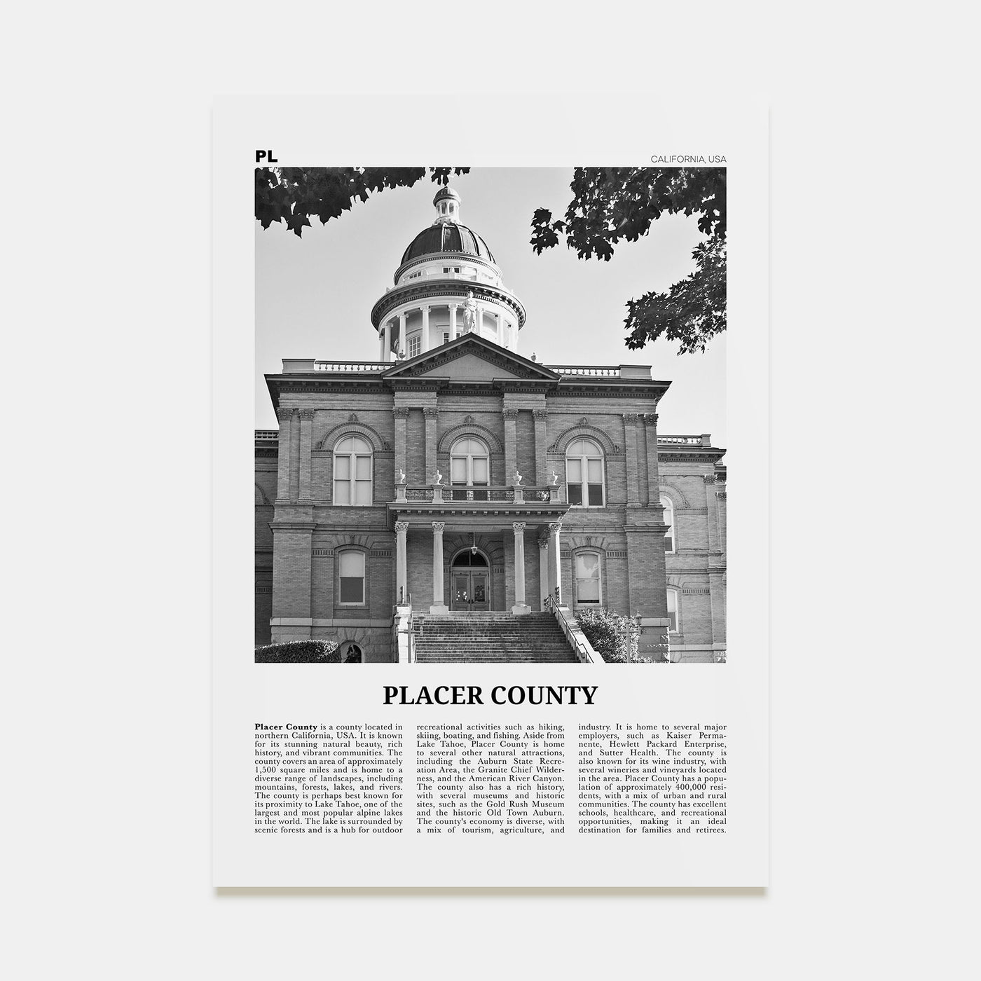 Placer County Travel B&W Poster