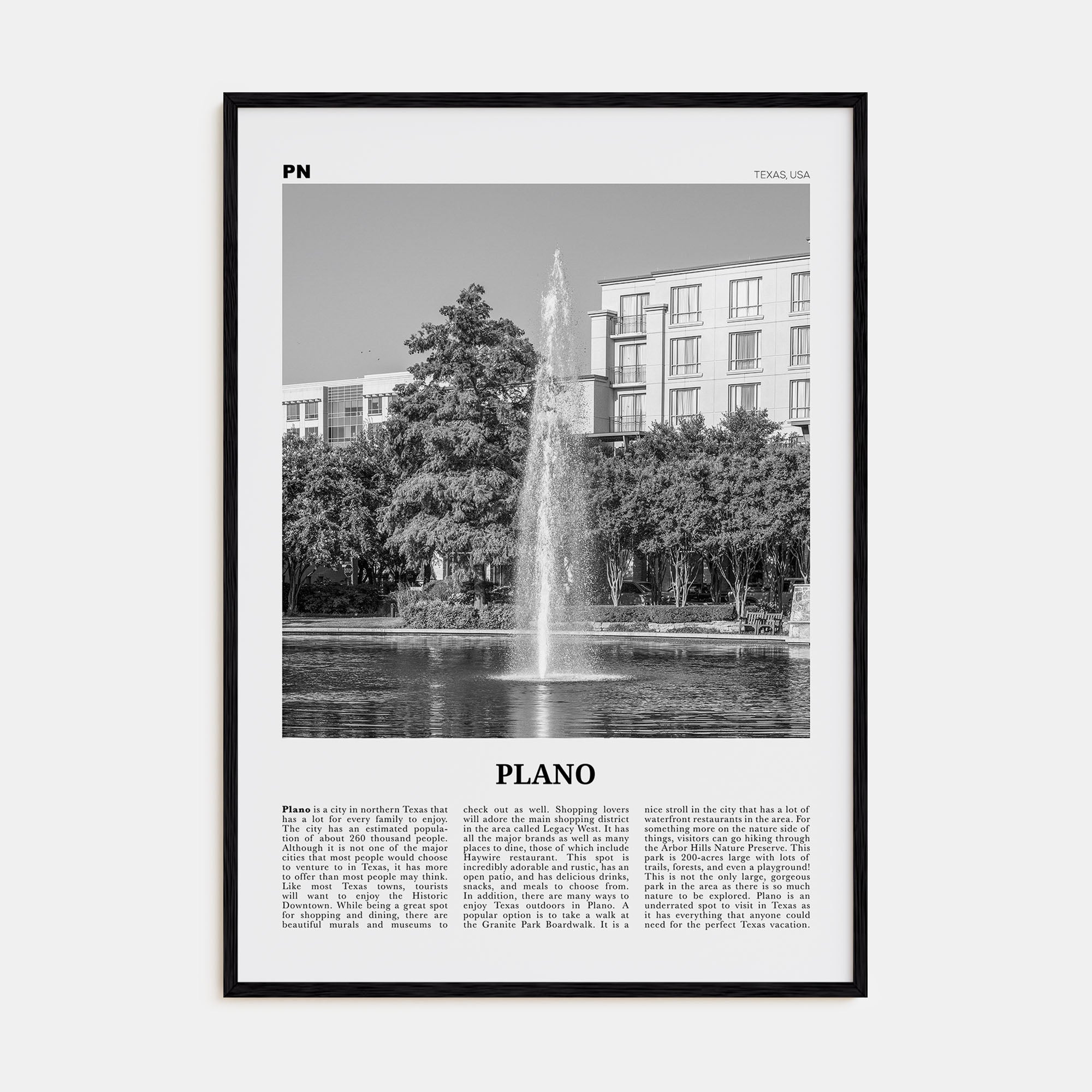 Plano Travel B&W Poster