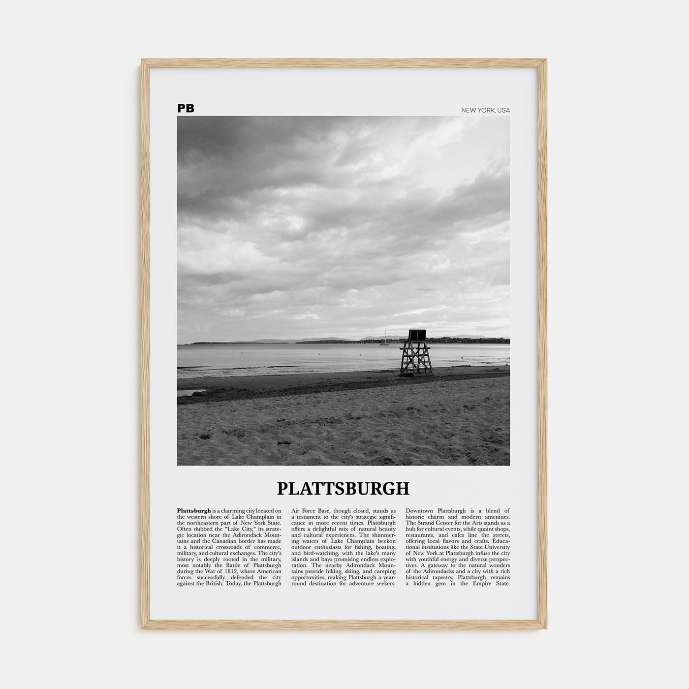 Plattsburgh Travel B&W Poster