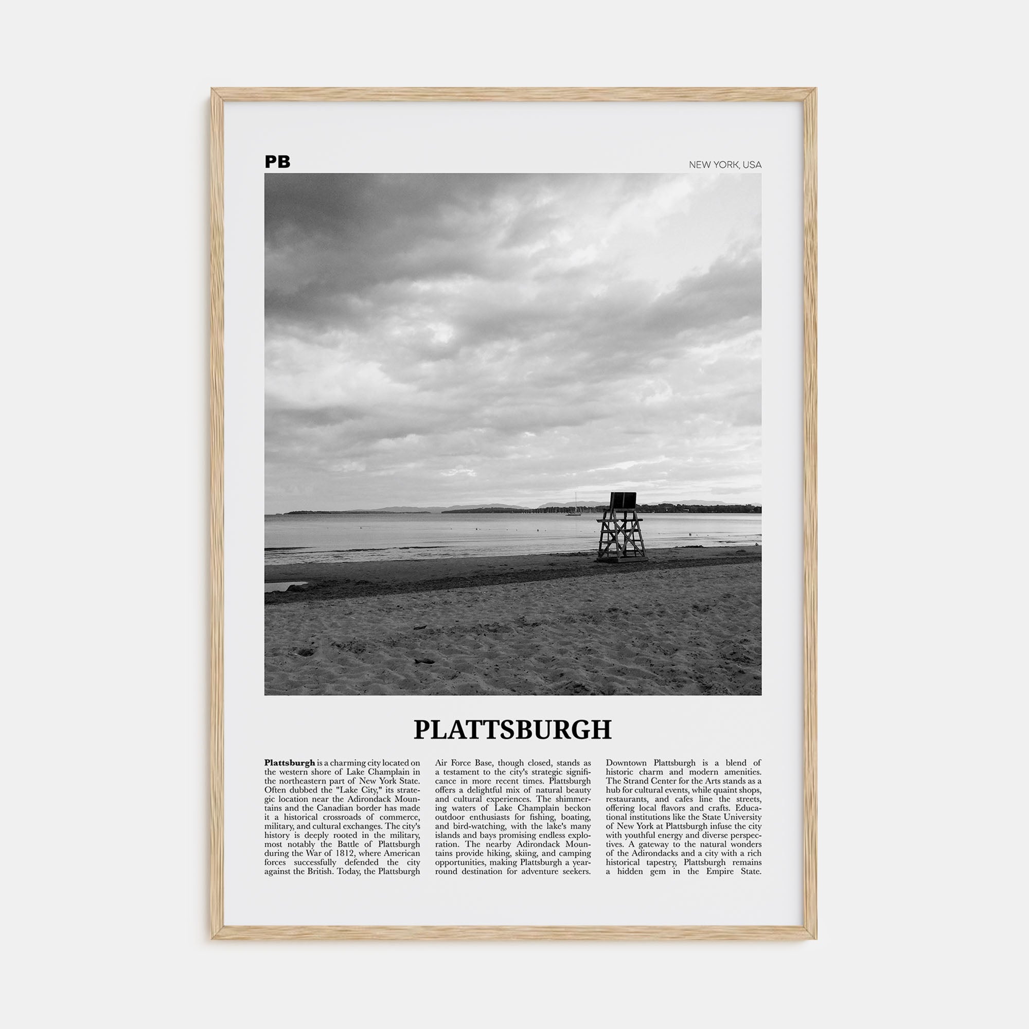 Plattsburgh Travel B&W Poster