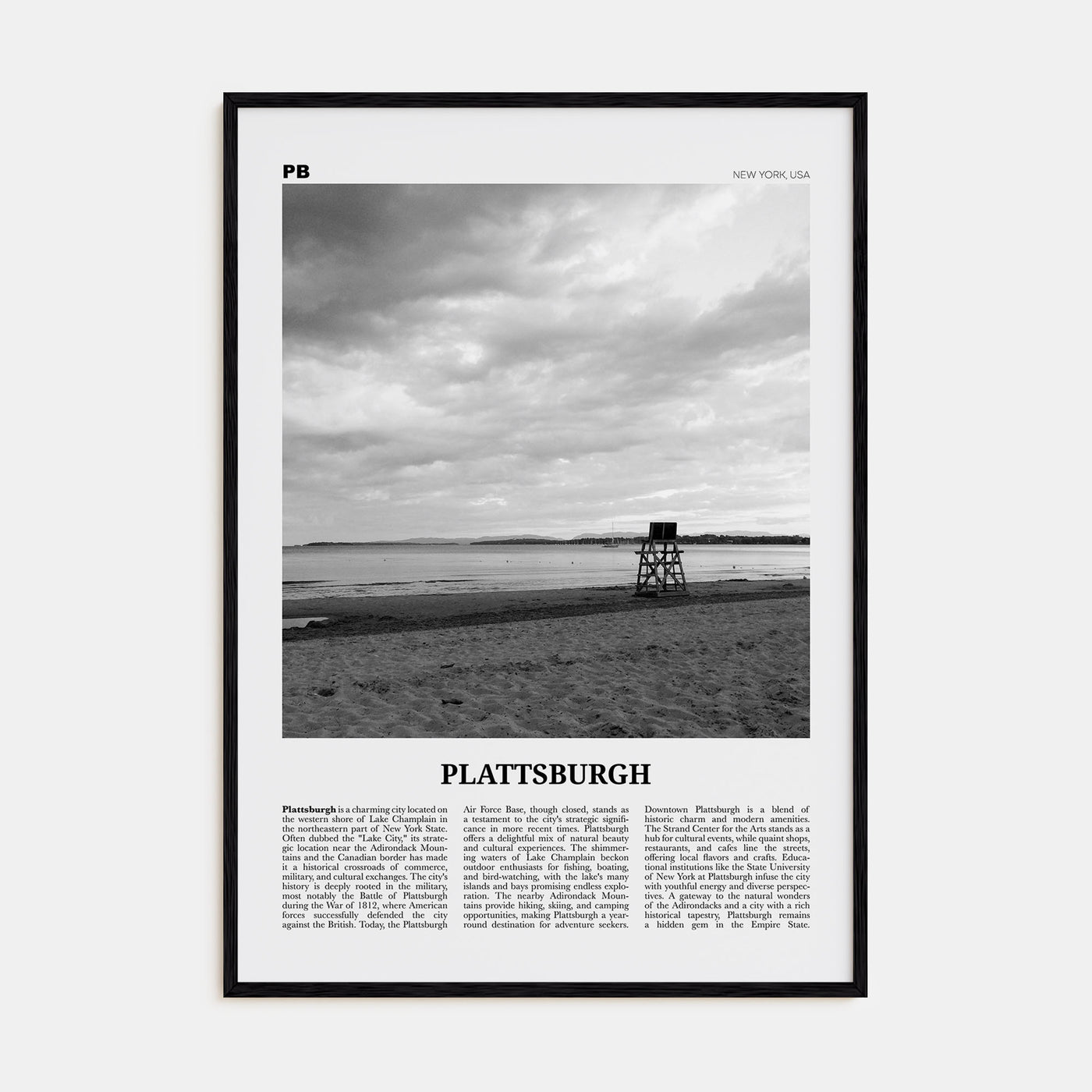 Plattsburgh Travel B&W Poster
