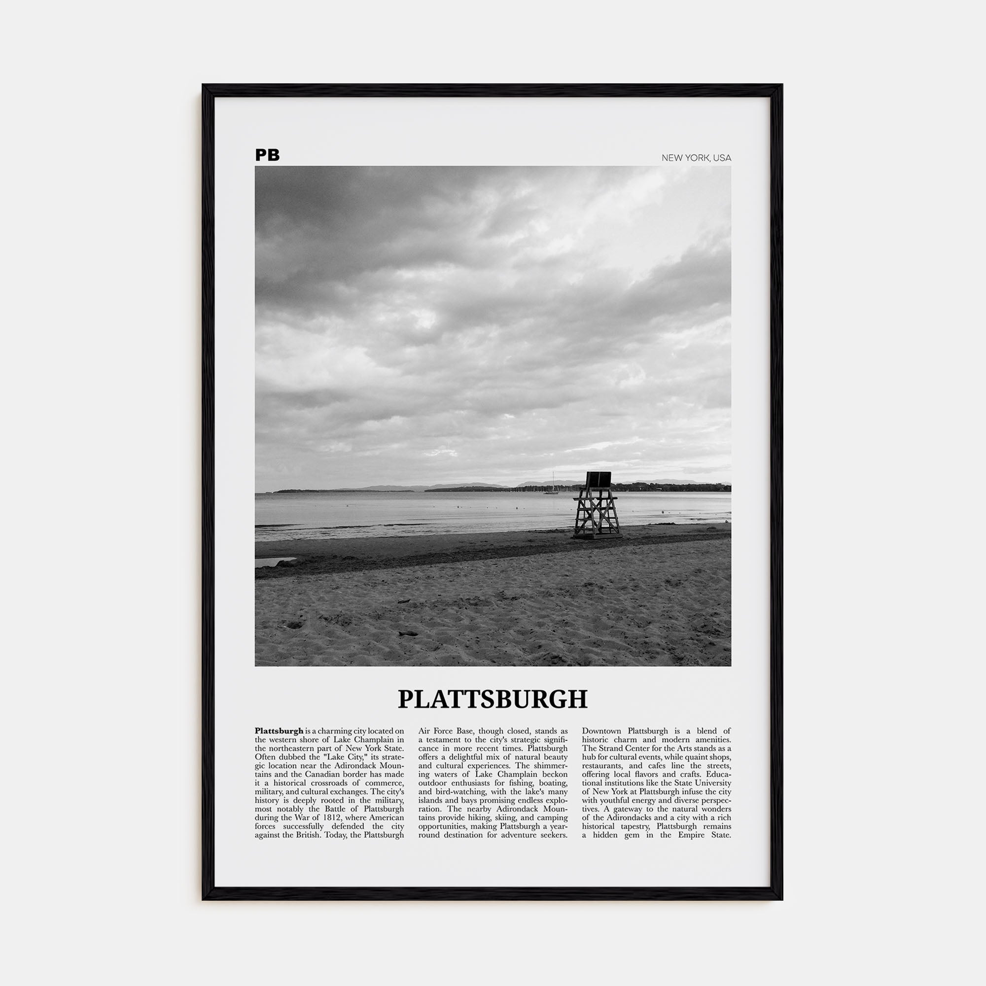 Plattsburgh Travel B&W Poster