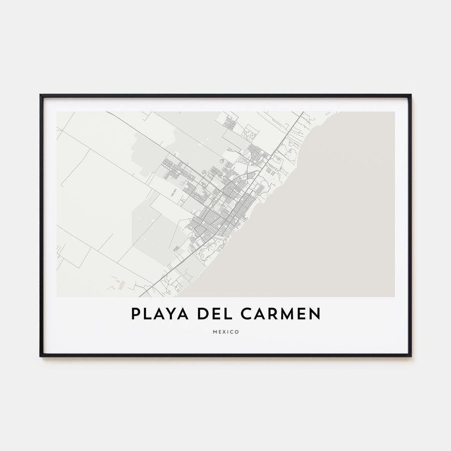 Playa del Carmen Map Landscape Poster