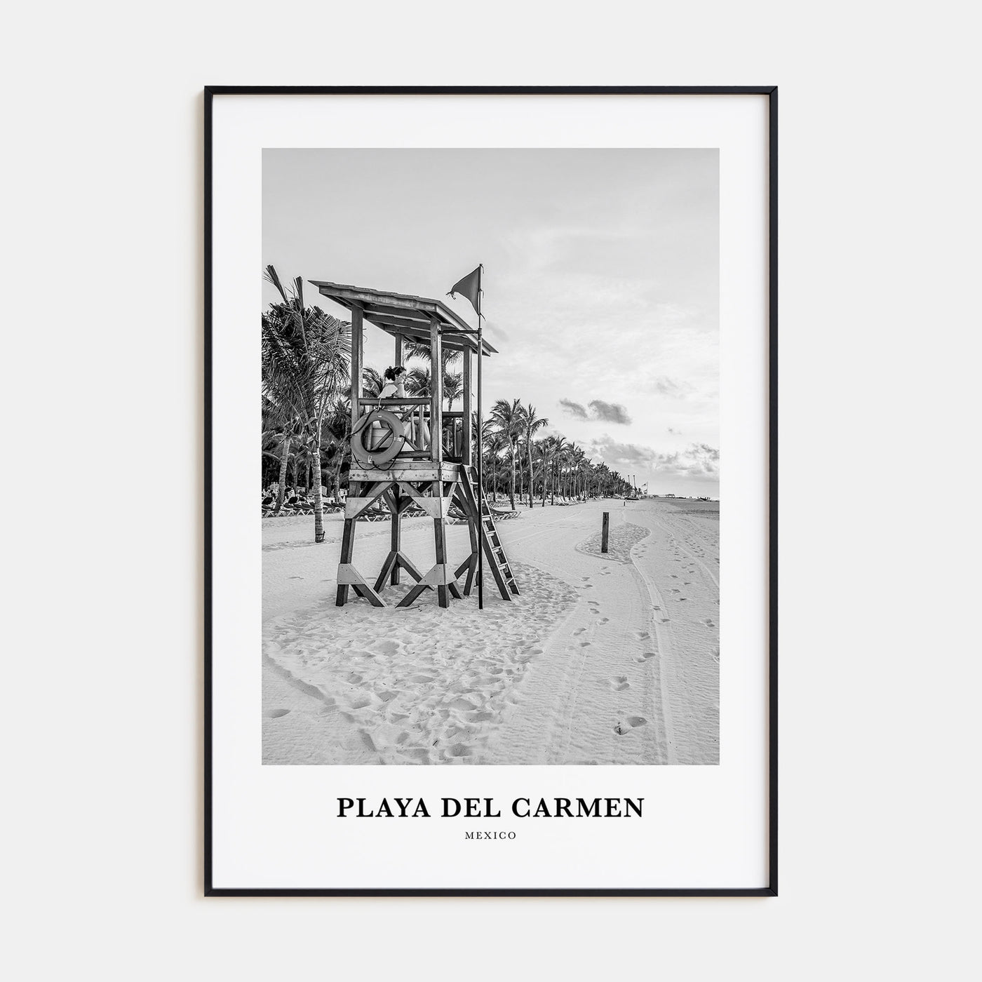 Playa del Carmen Portrait B&W Poster