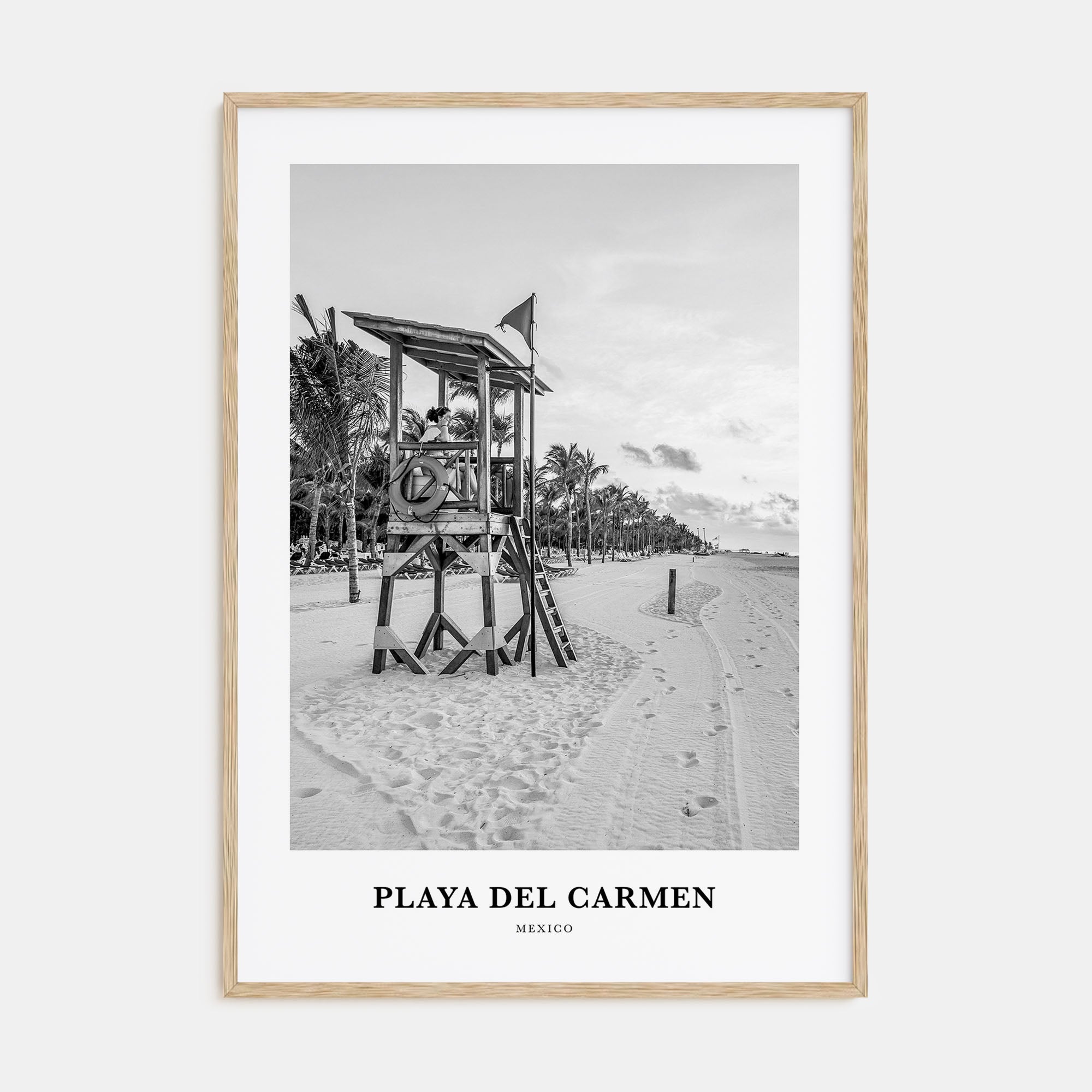 Playa del Carmen Portrait B&W Poster