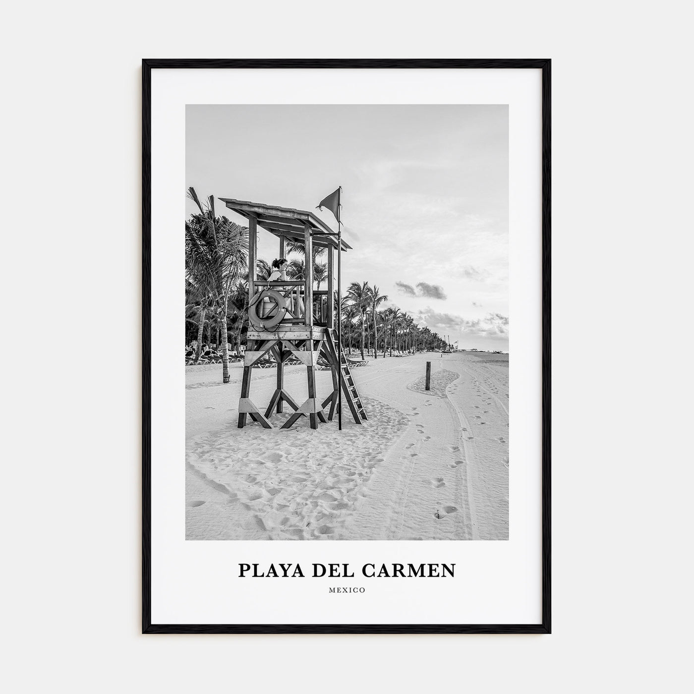 Playa del Carmen Portrait B&W Poster
