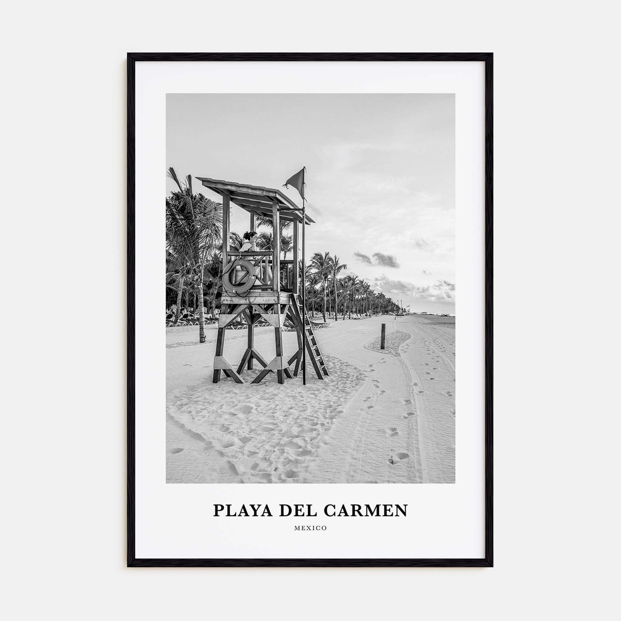 Playa del Carmen Portrait B&W Poster