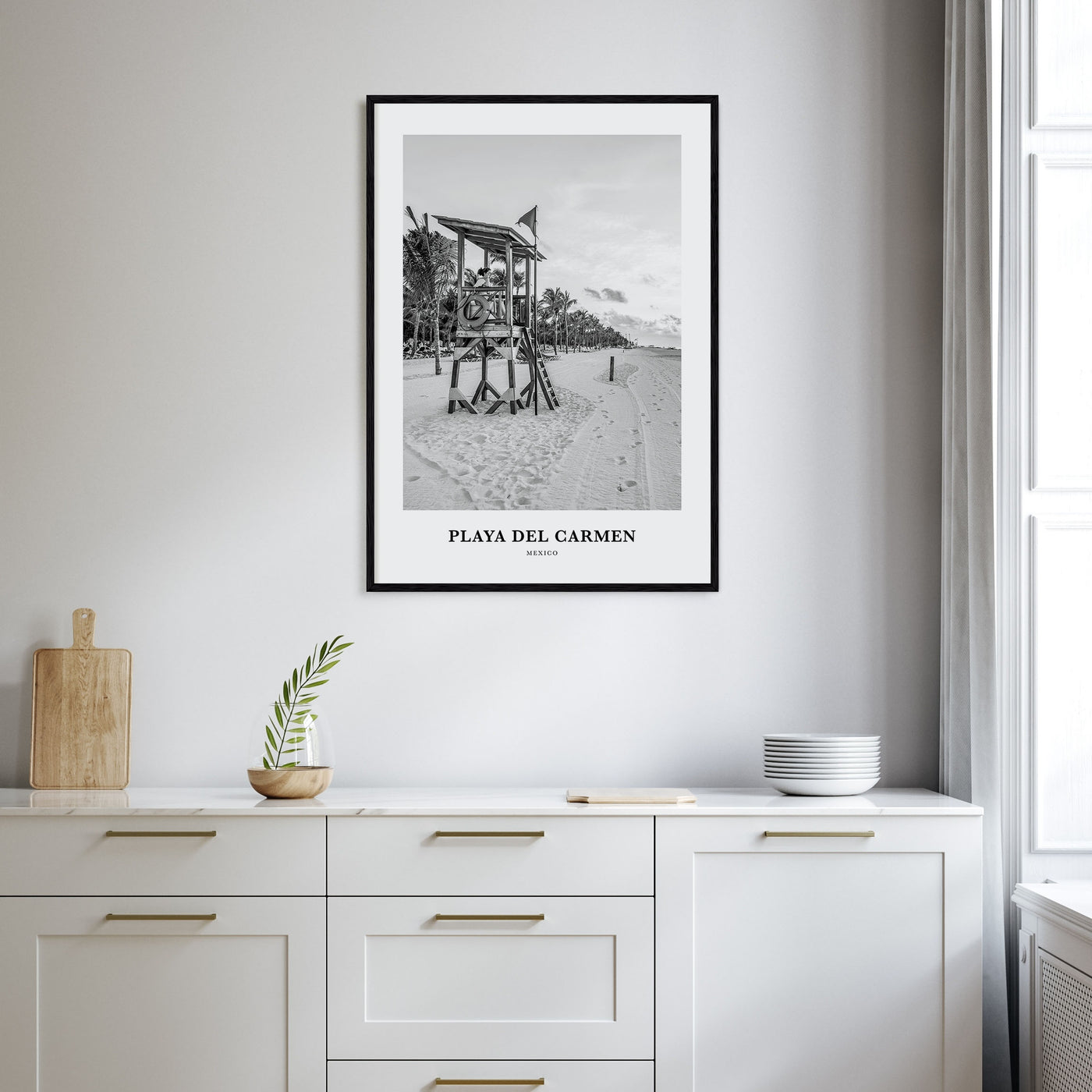 Playa del Carmen Portrait B&W Poster