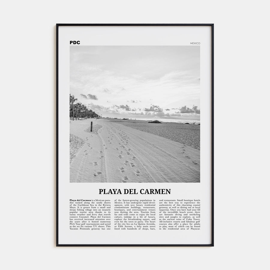 Playa del Carmen Travel B&W Poster