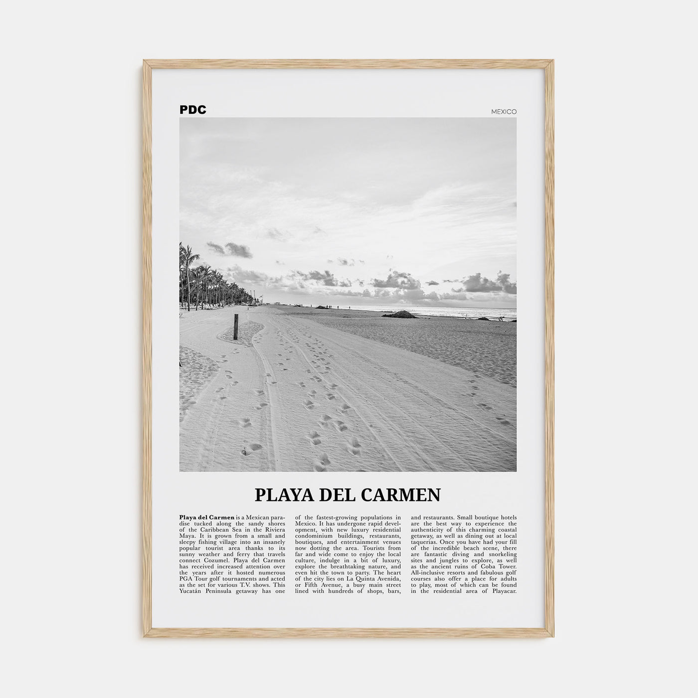 Playa del Carmen Travel B&W Poster