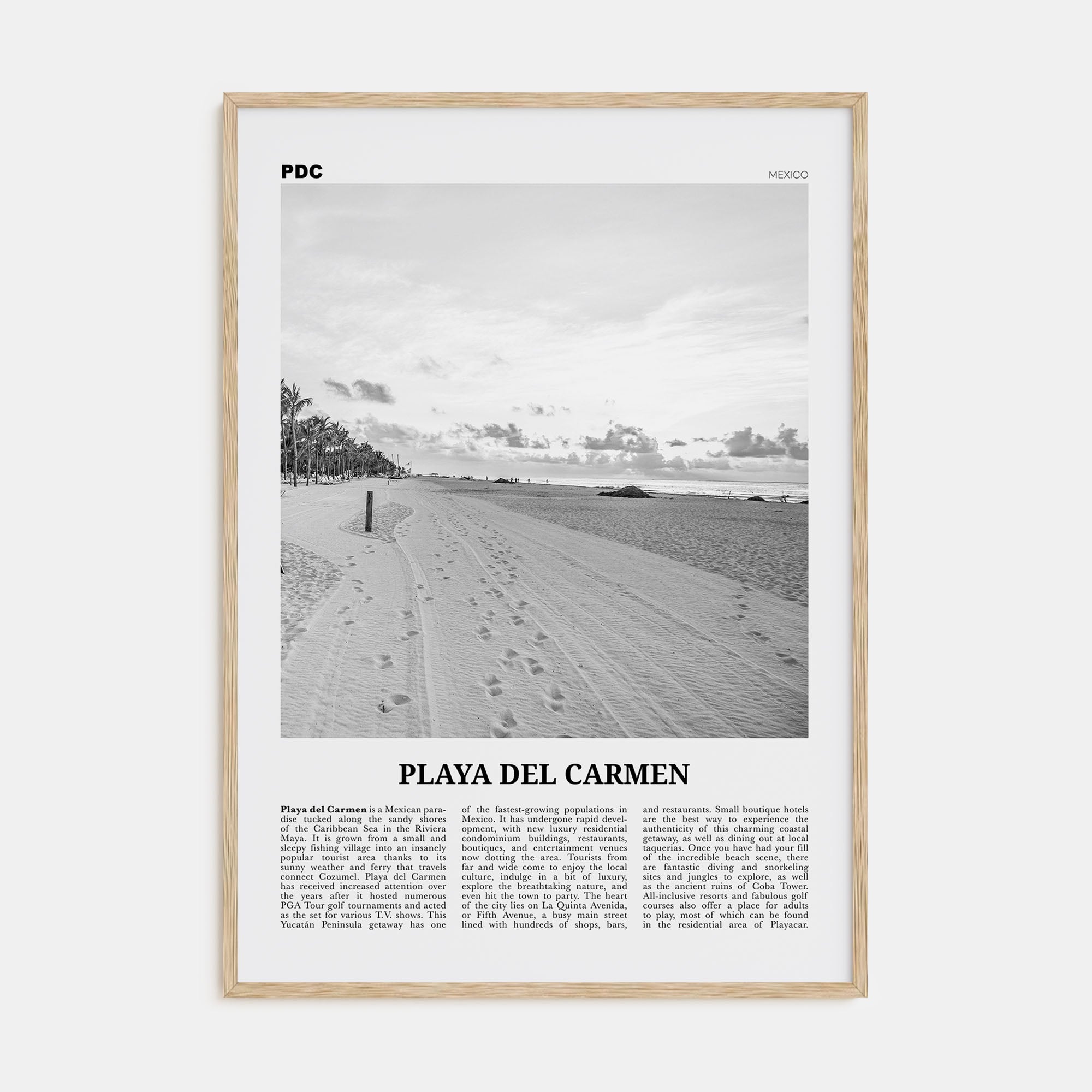 Playa del Carmen Travel B&W Poster
