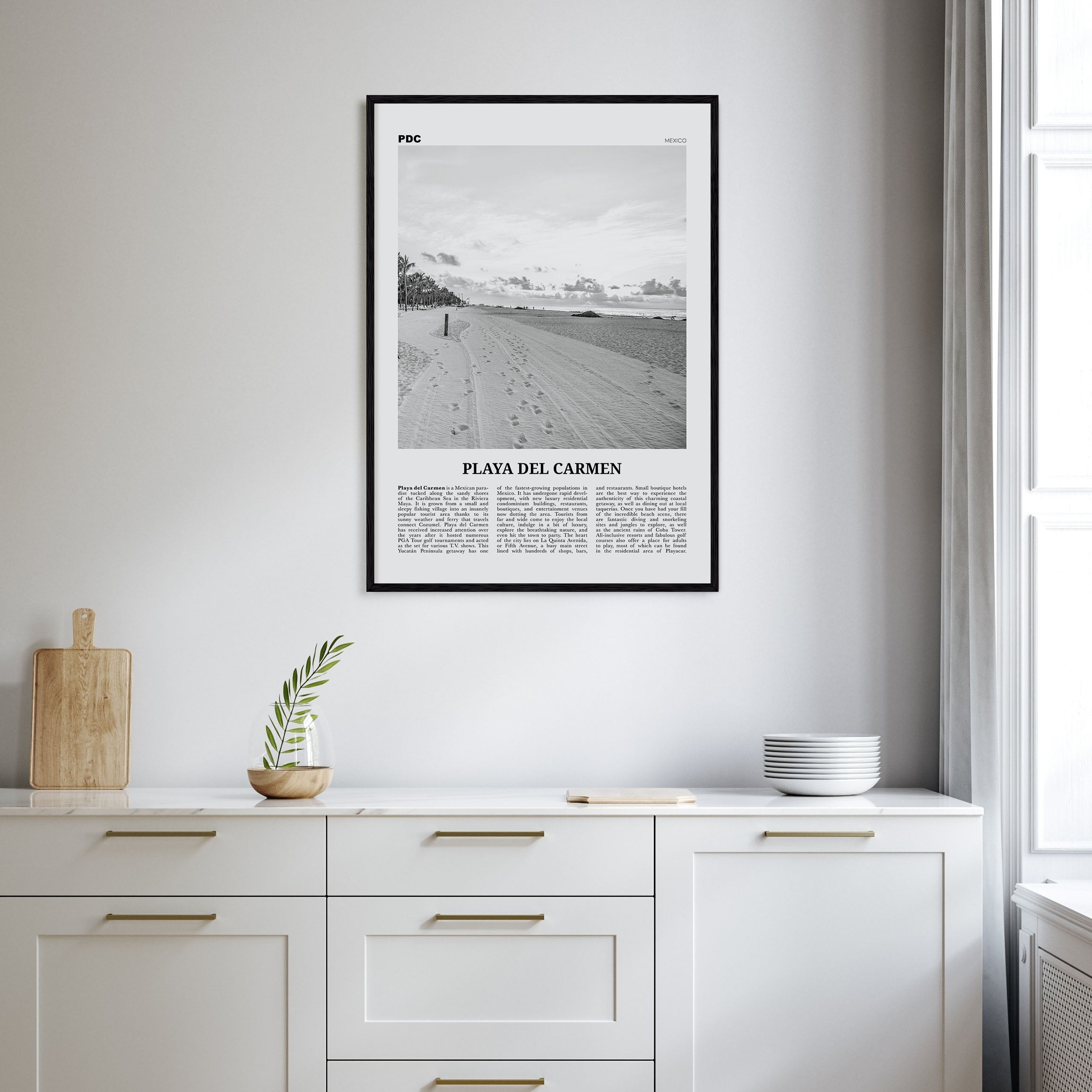 Playa del Carmen Travel B&W Poster