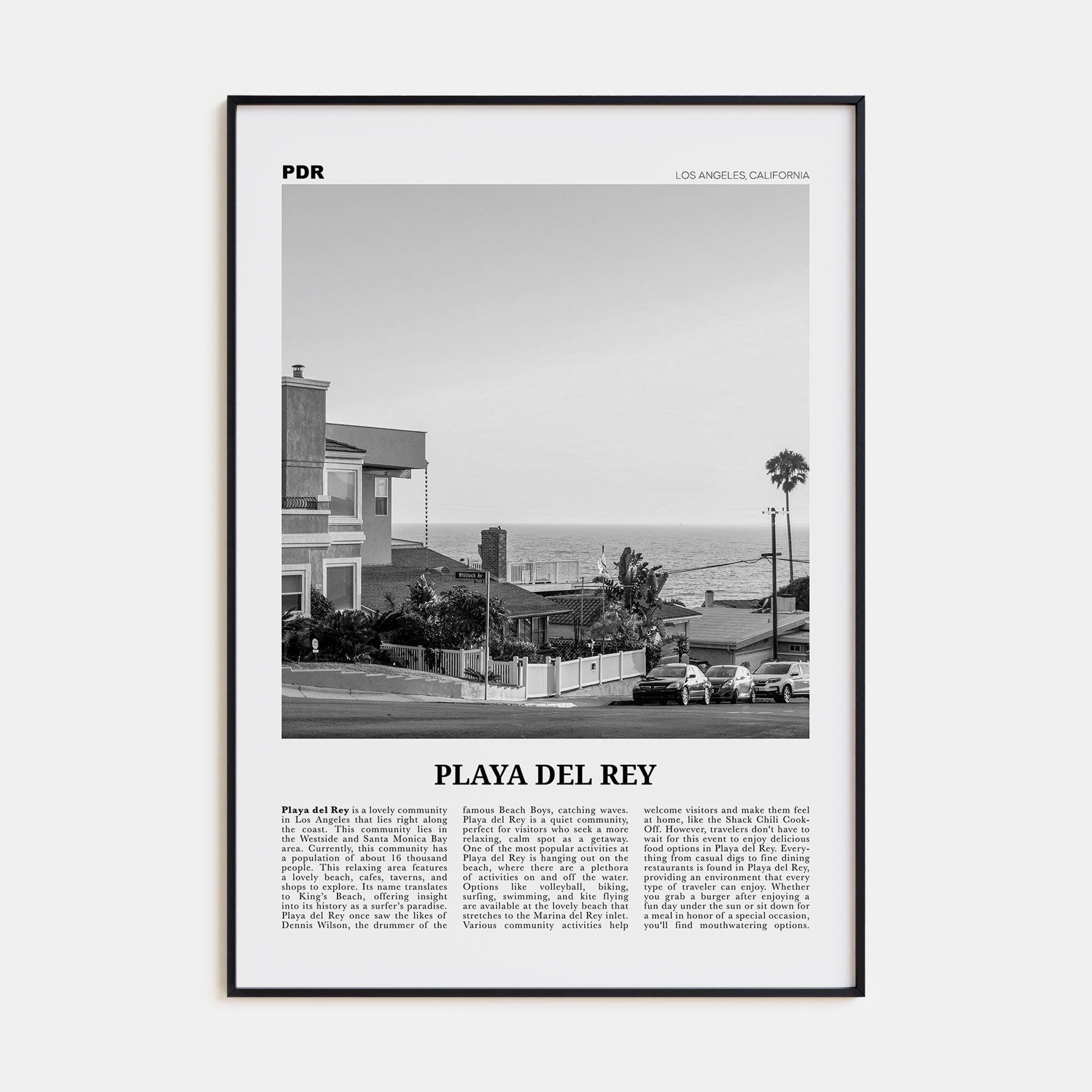 Playa Del Rey Travel B&W Poster