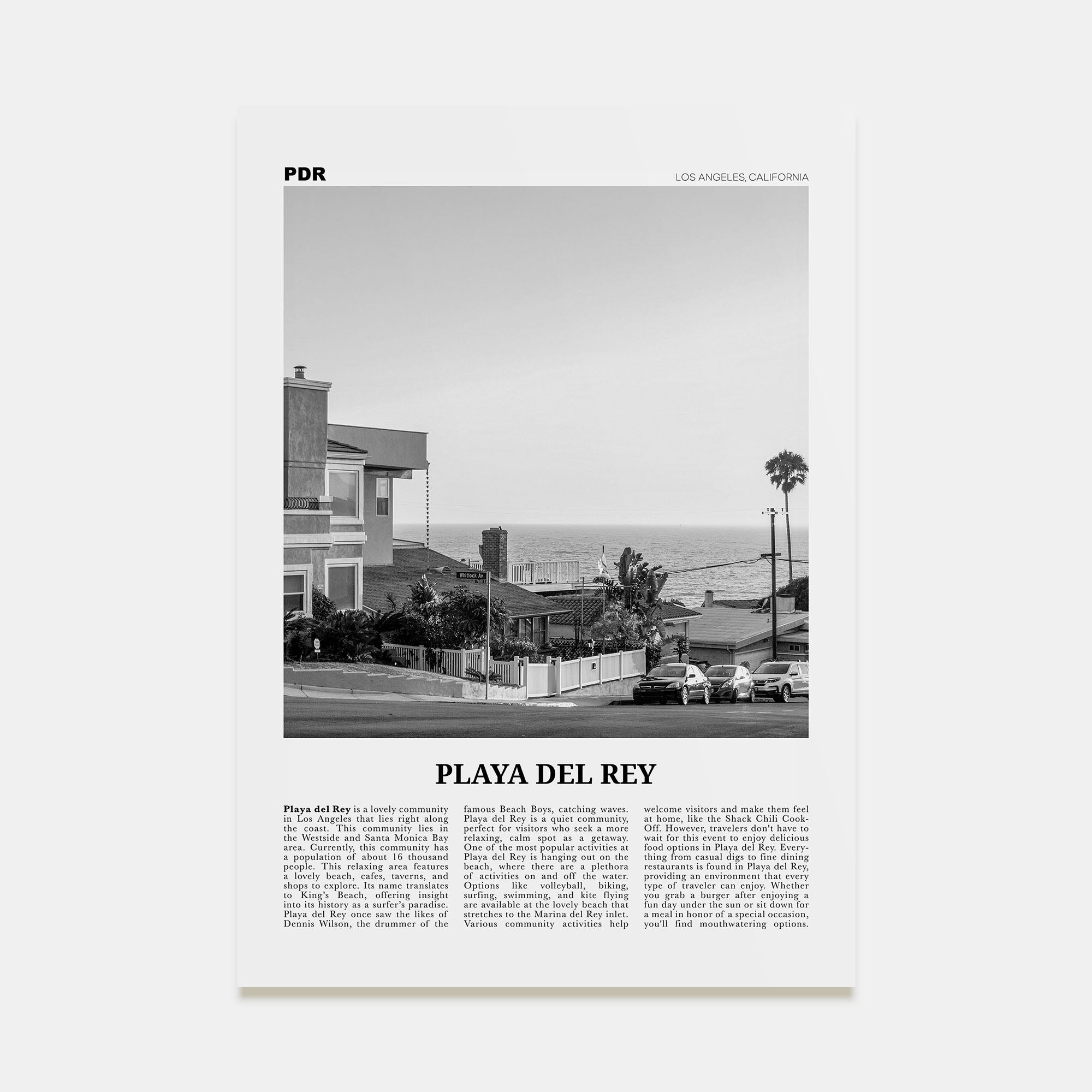 Playa Del Rey Travel B&W Poster