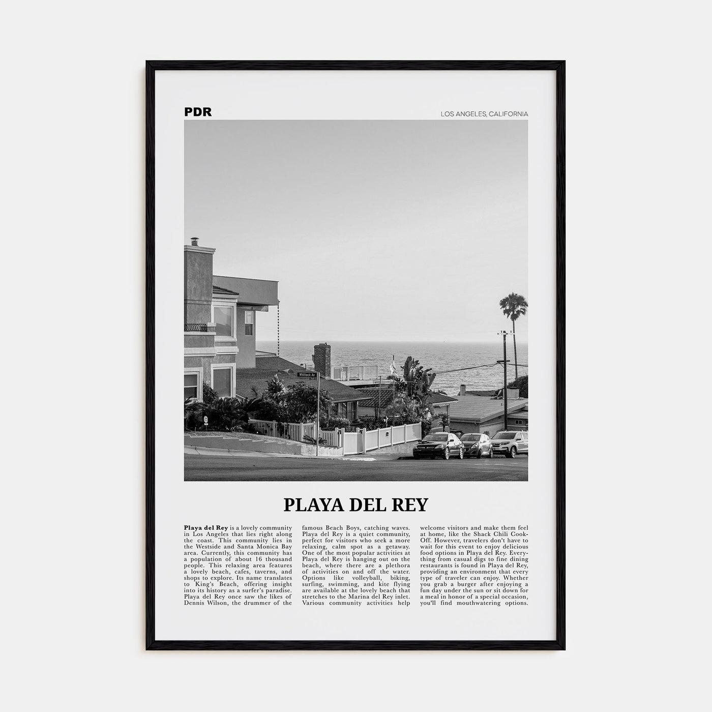 Playa Del Rey Travel B&W Poster