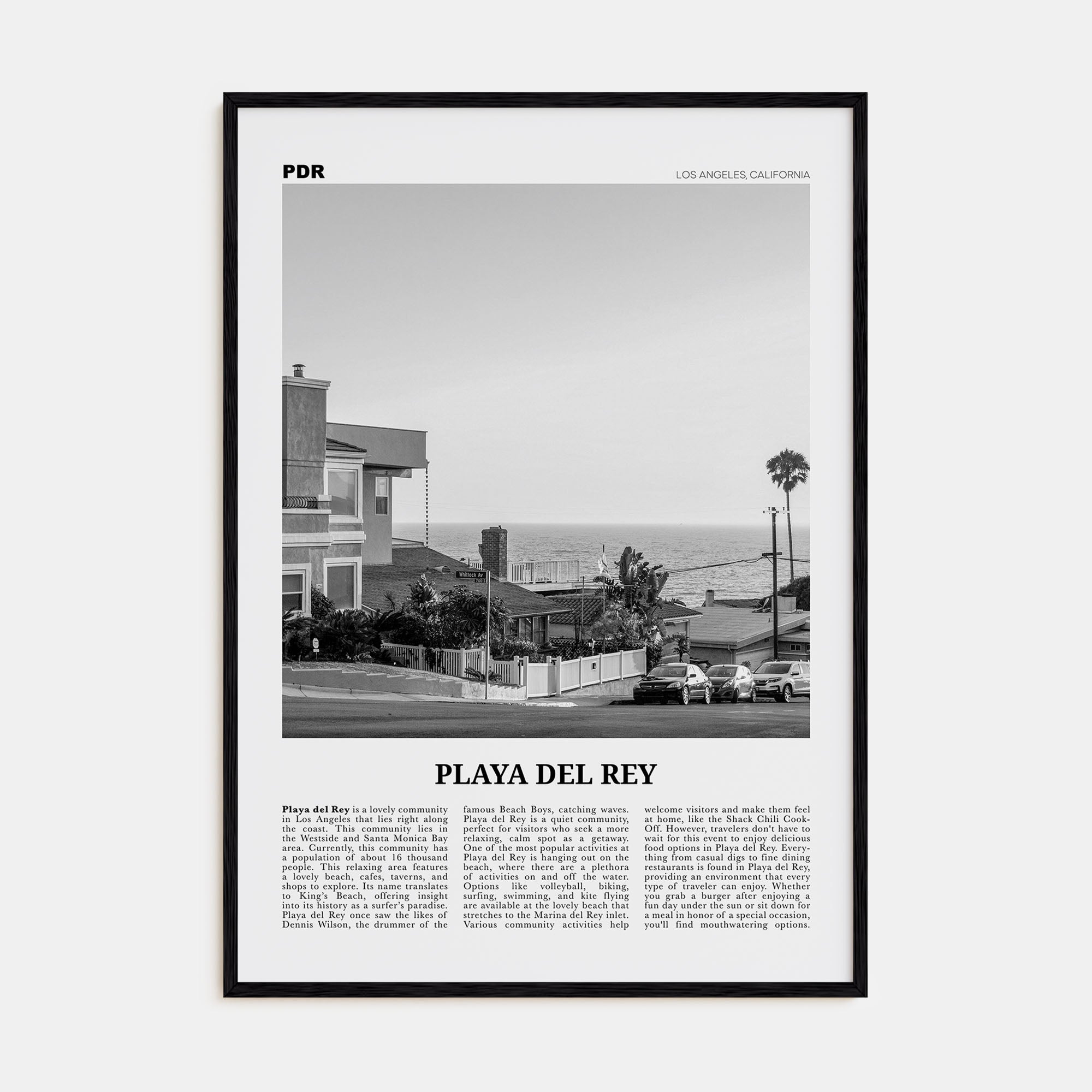 Playa Del Rey Travel B&W Poster
