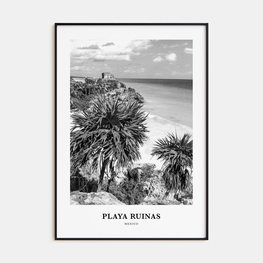 Playa Ruinas Portrait B&W Poster