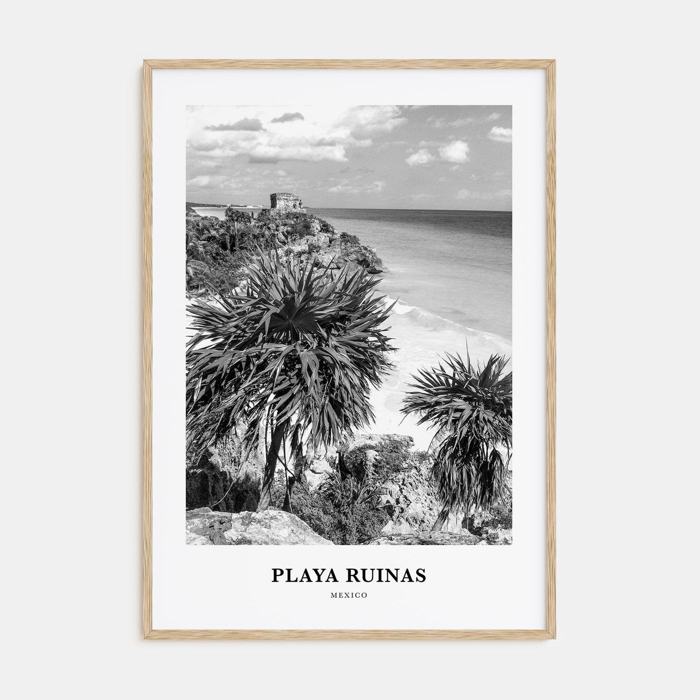 Playa Ruinas Portrait B&W Poster