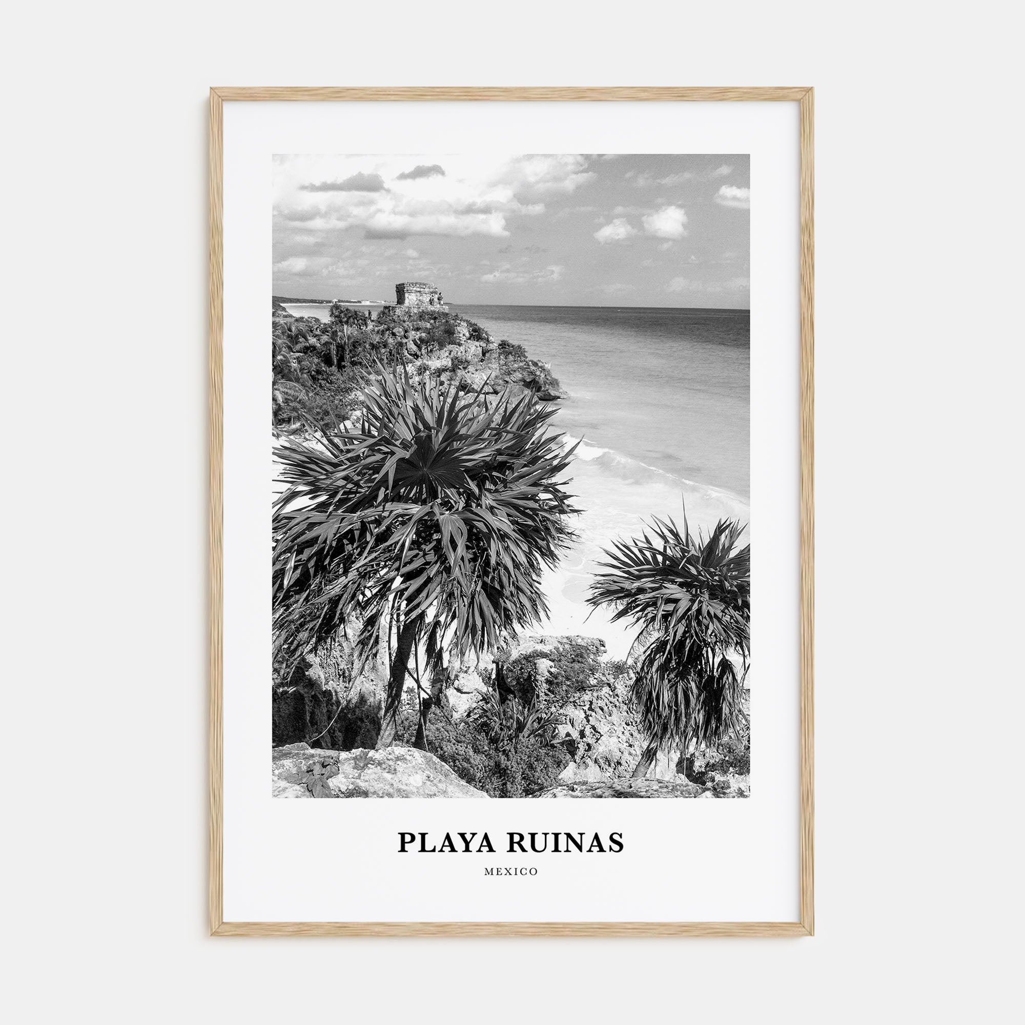 Playa Ruinas Portrait B&W Poster