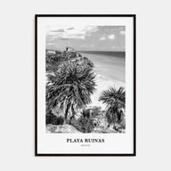 Playa Ruinas Portrait B&W Poster