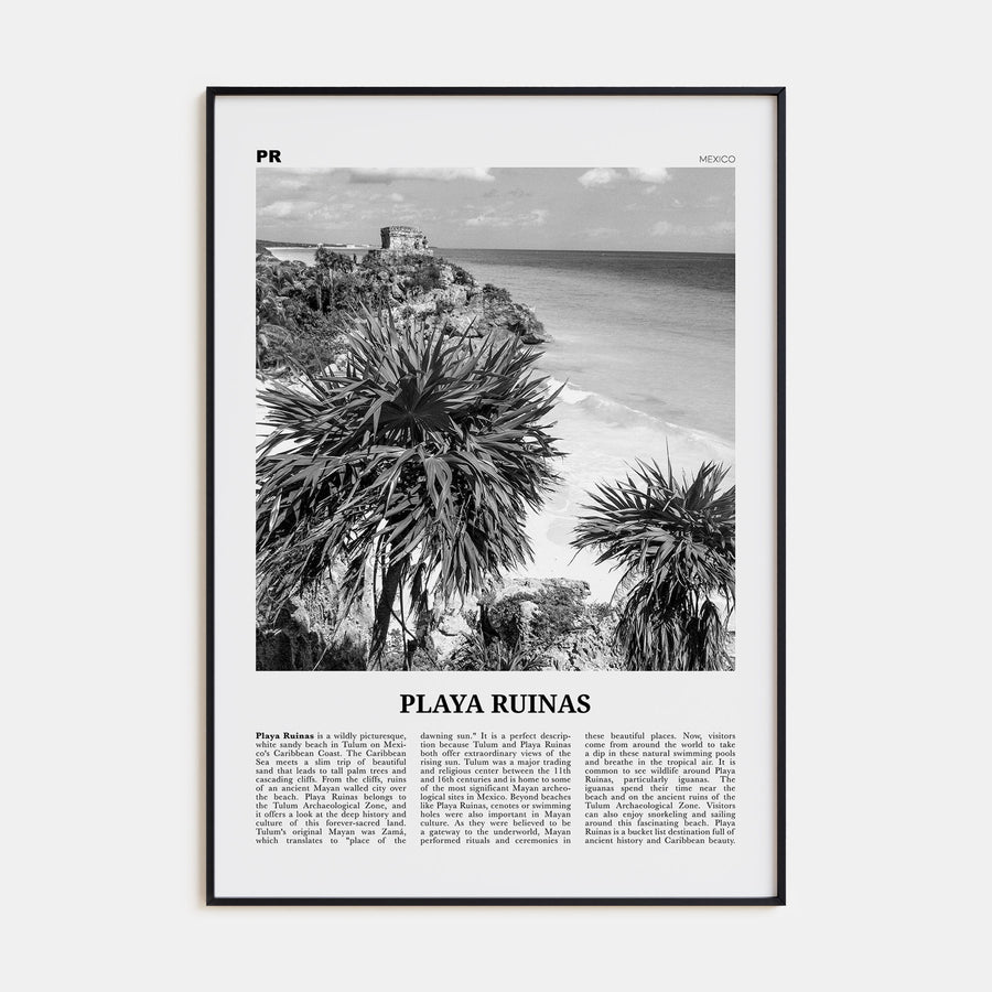Playa Ruinas Travel B&W Poster
