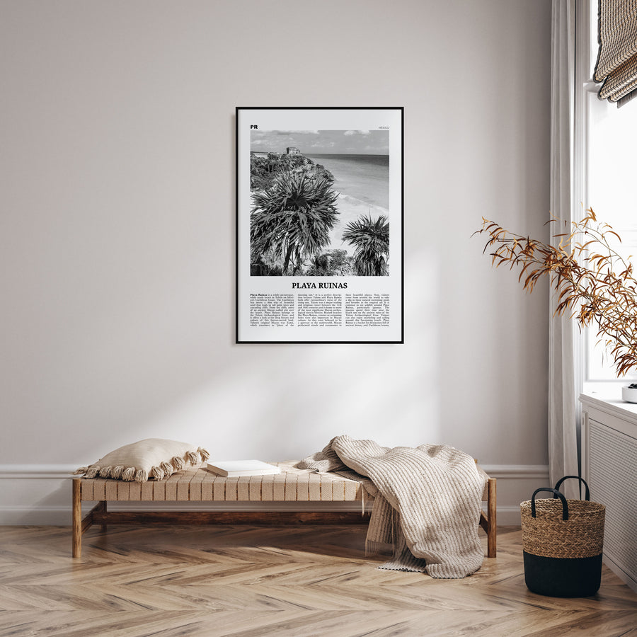 Playa Ruinas Travel B&W Poster