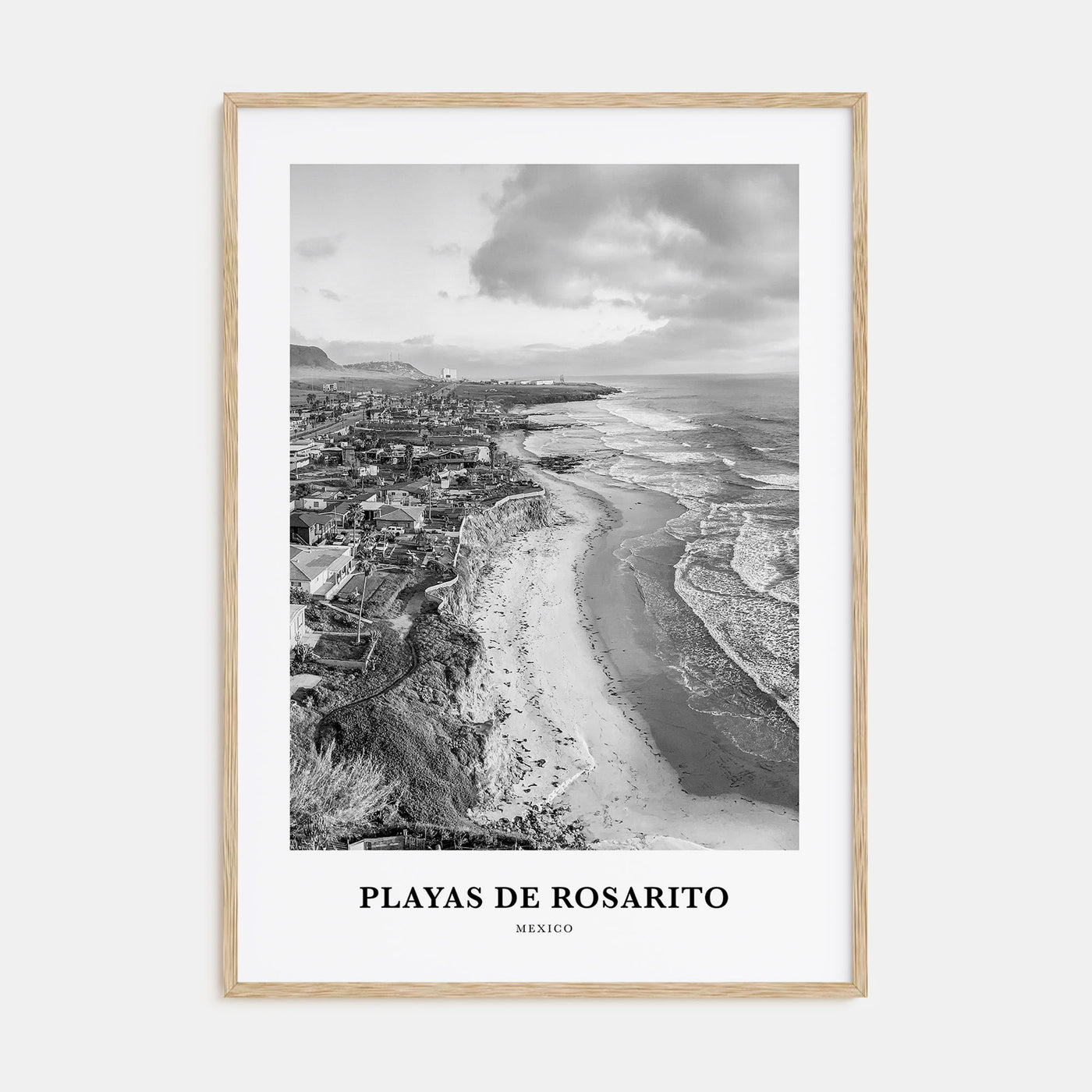 Playas de Rosarito Portrait B&W Poster