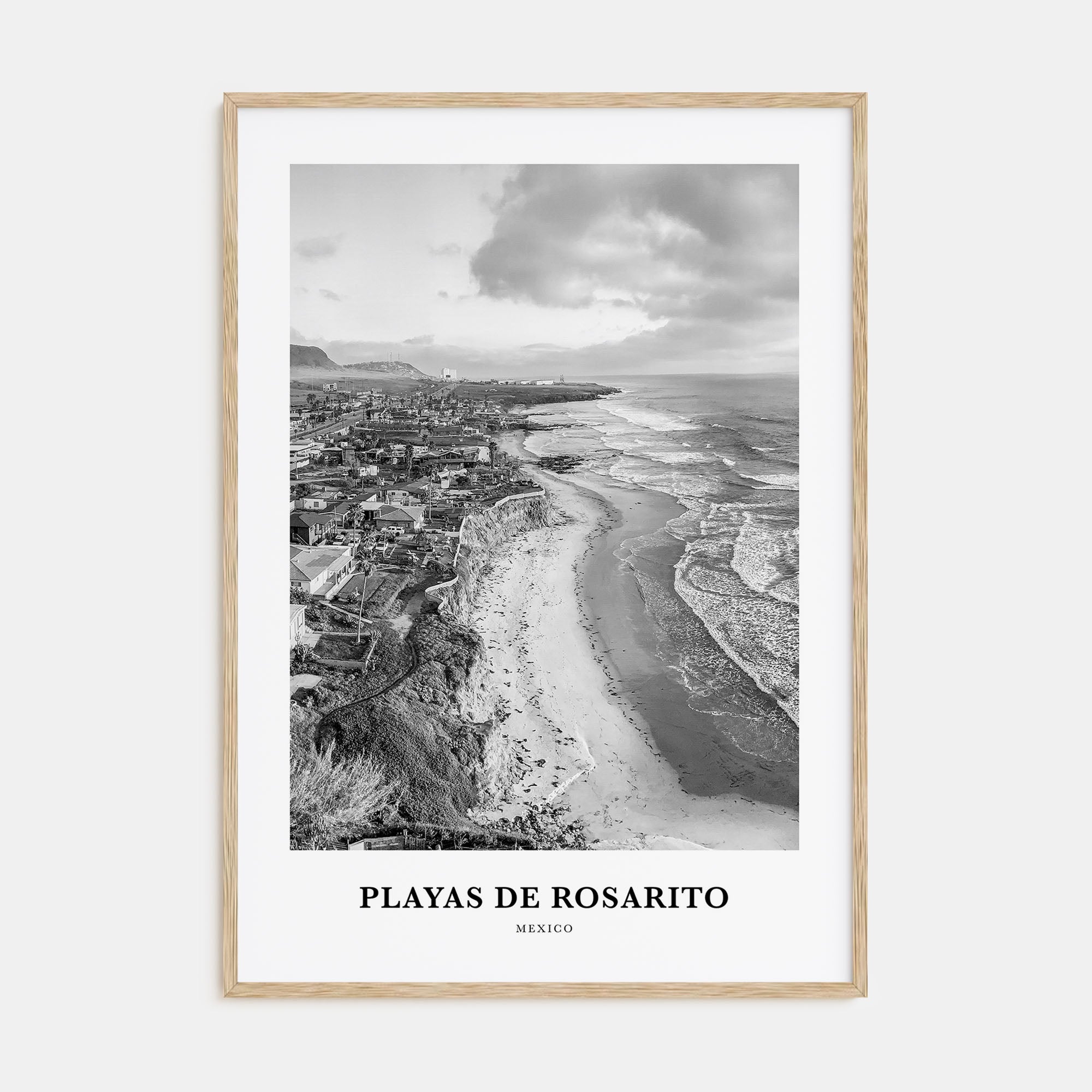 Playas de Rosarito Portrait B&W Poster