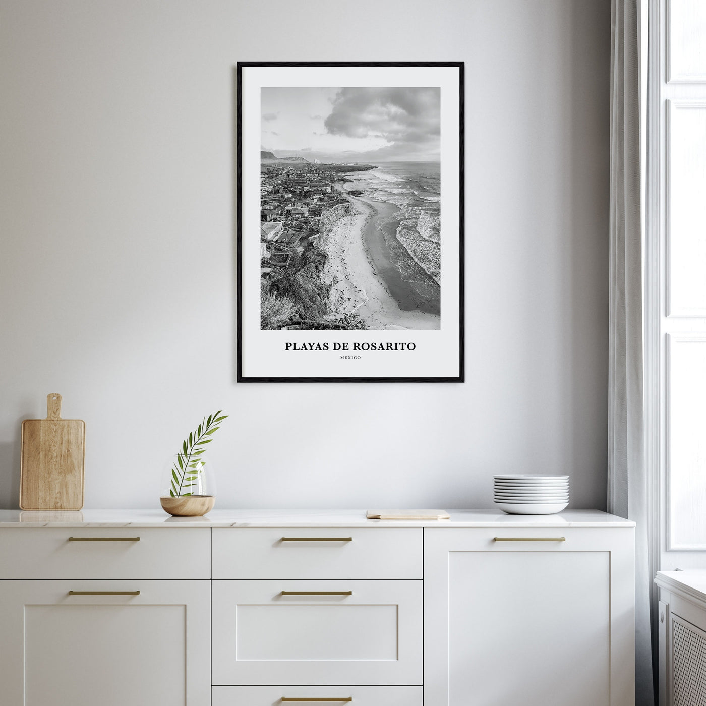 Playas de Rosarito Portrait B&W Poster