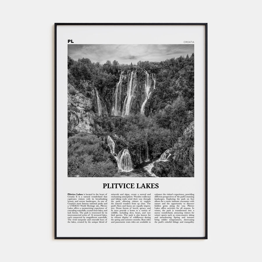 Plitvice Lakes Travel B&W Poster