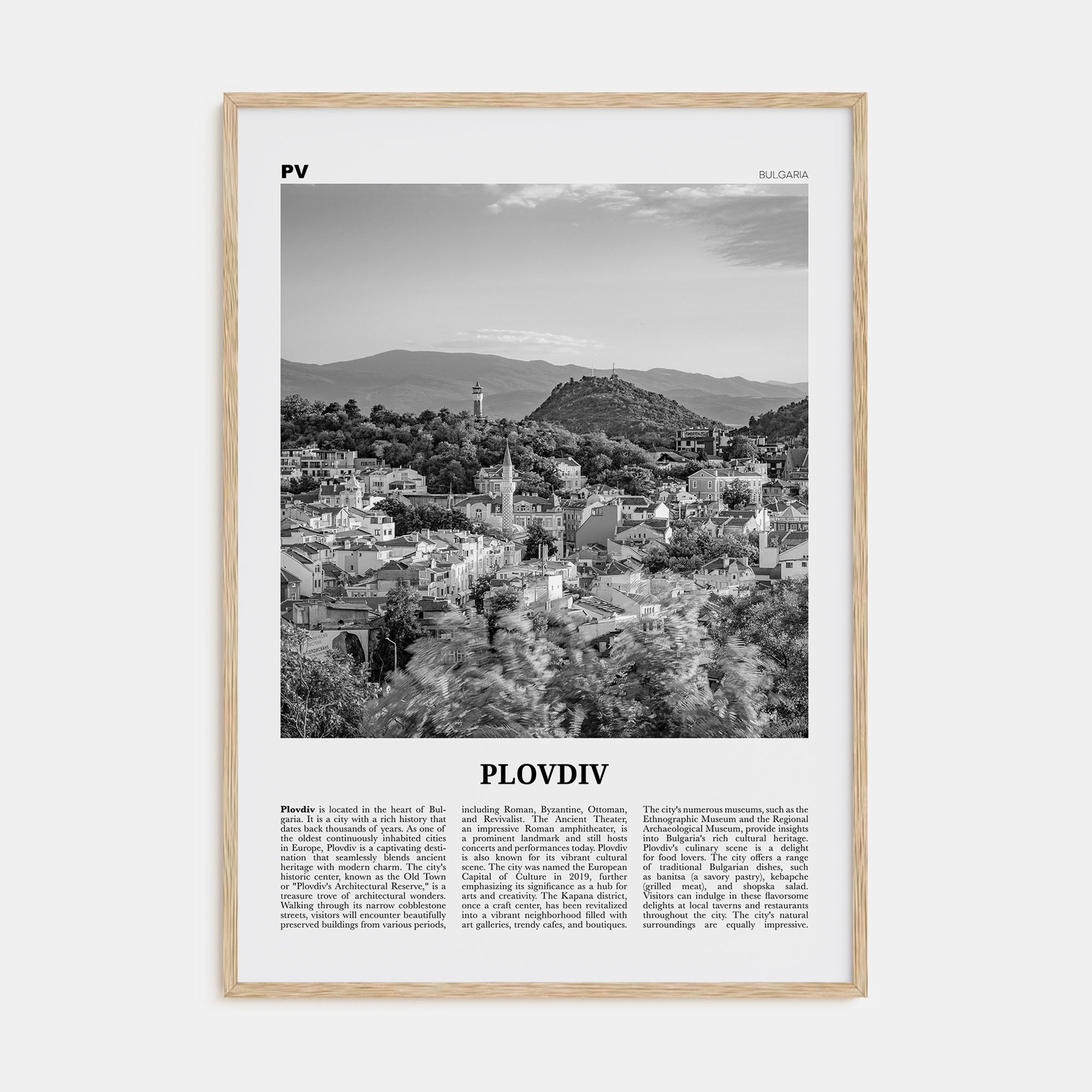 Plovdiv Travel B&W Poster