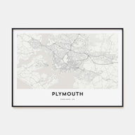 Plymouth Map Landscape Poster