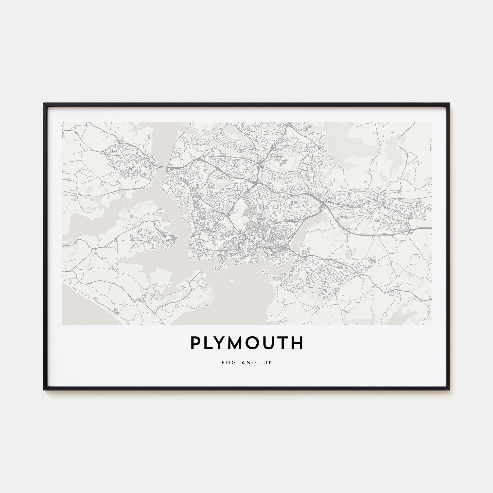 Plymouth Map Landscape Poster