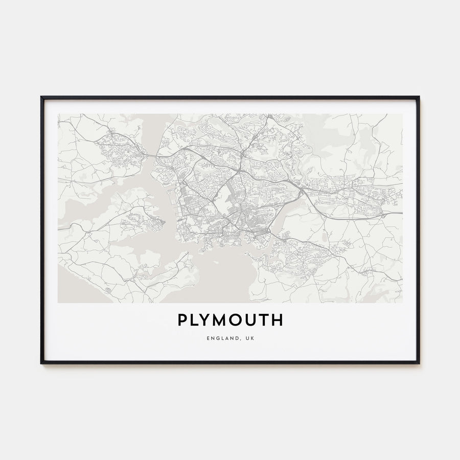 Plymouth Map Landscape Poster