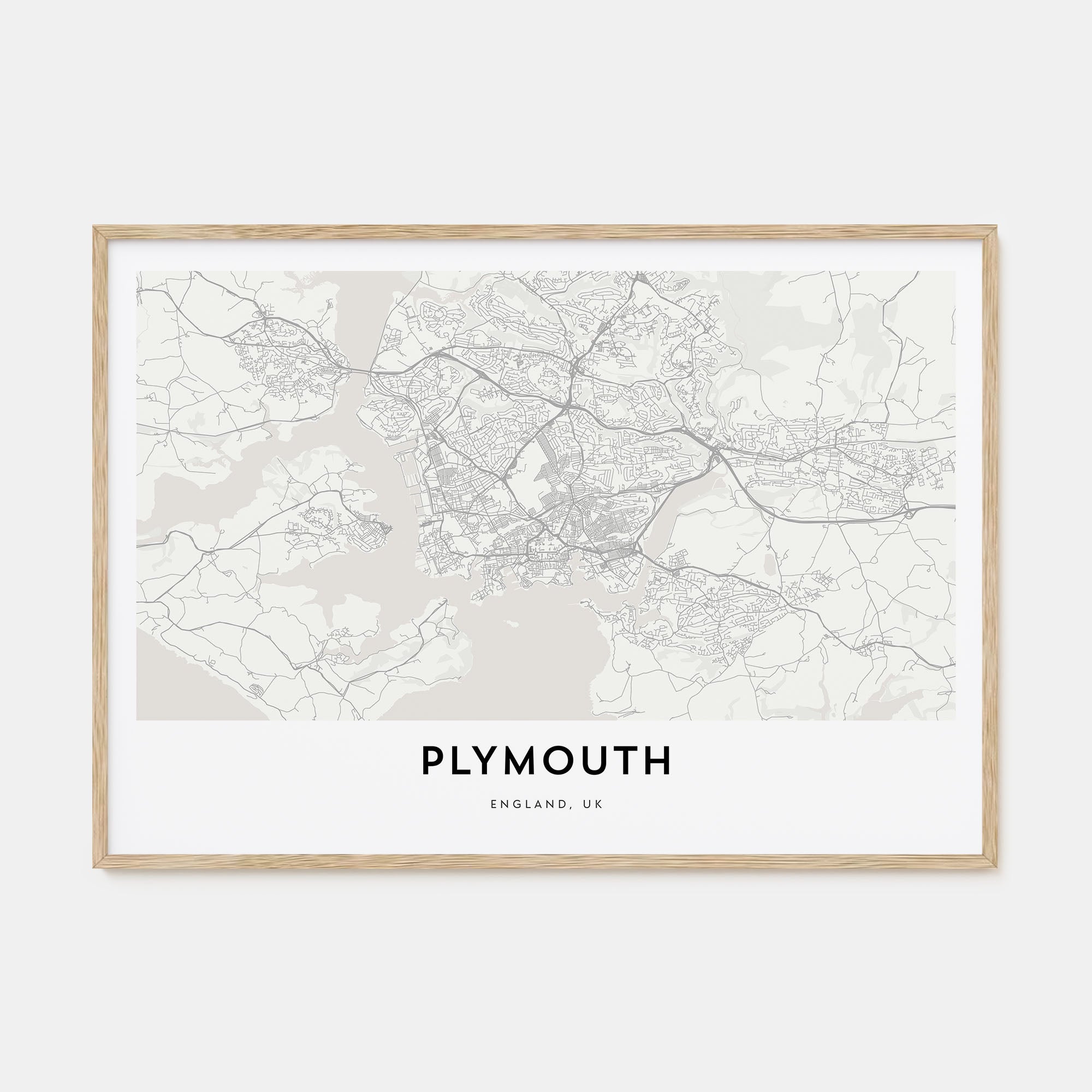 Plymouth Map Landscape Poster