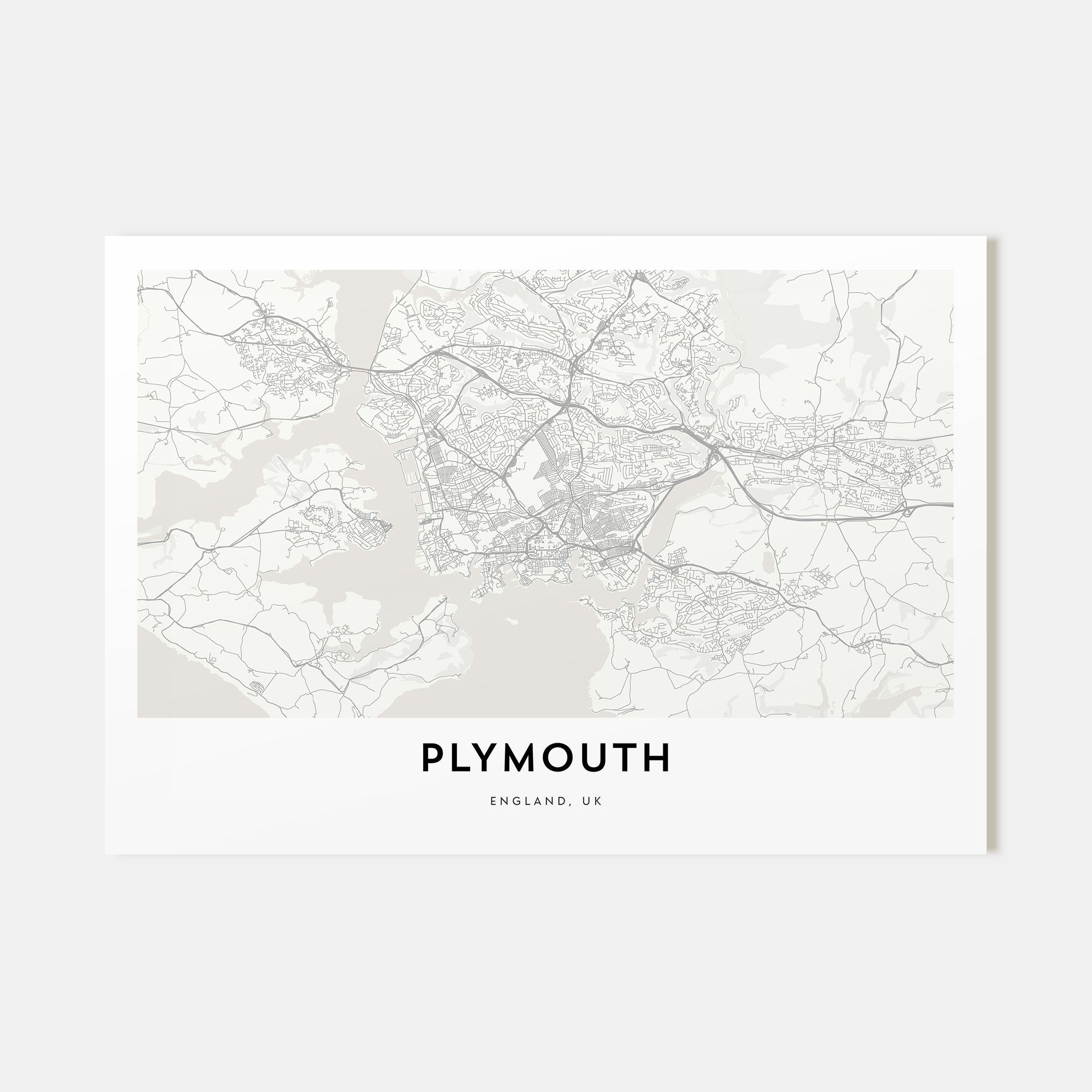 Plymouth Map Landscape Poster