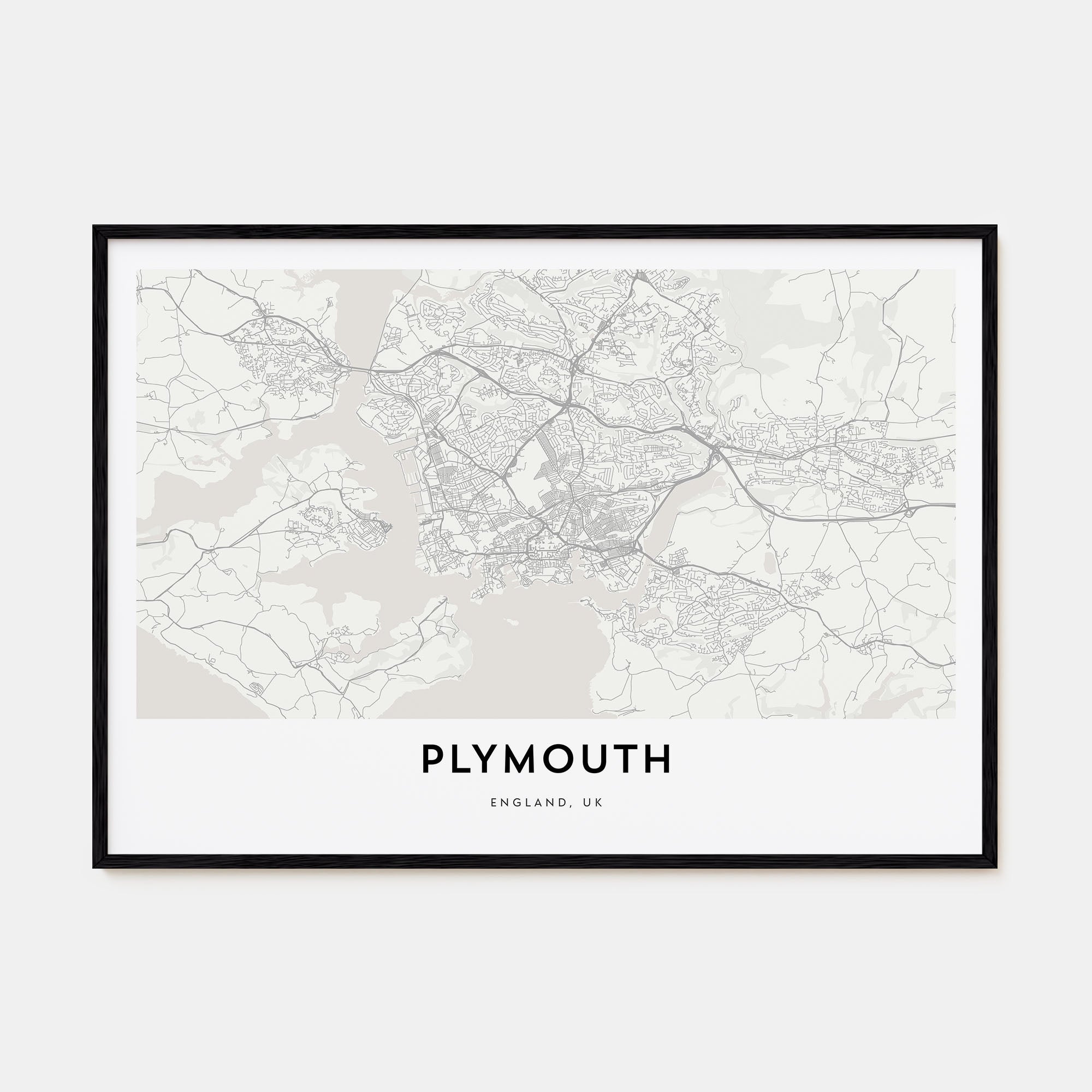 Plymouth Map Landscape Poster