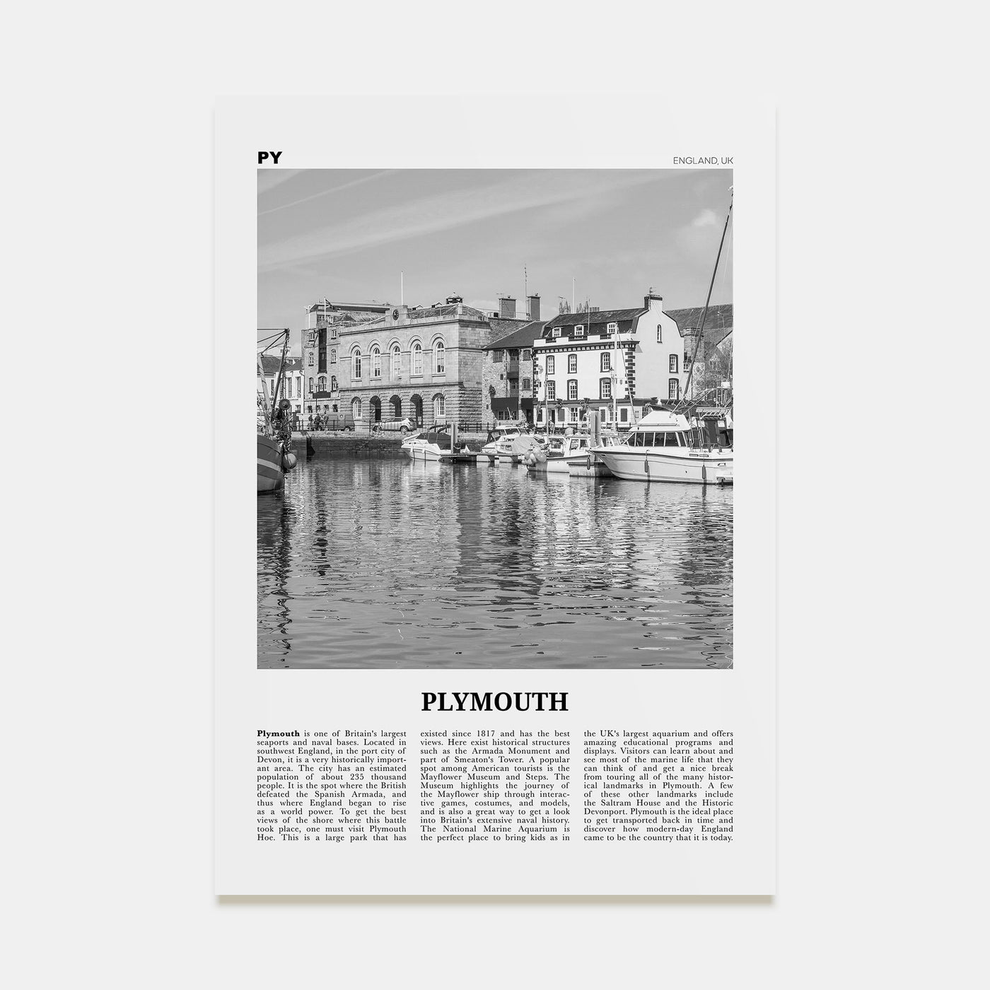 Plymouth Travel B&W Poster